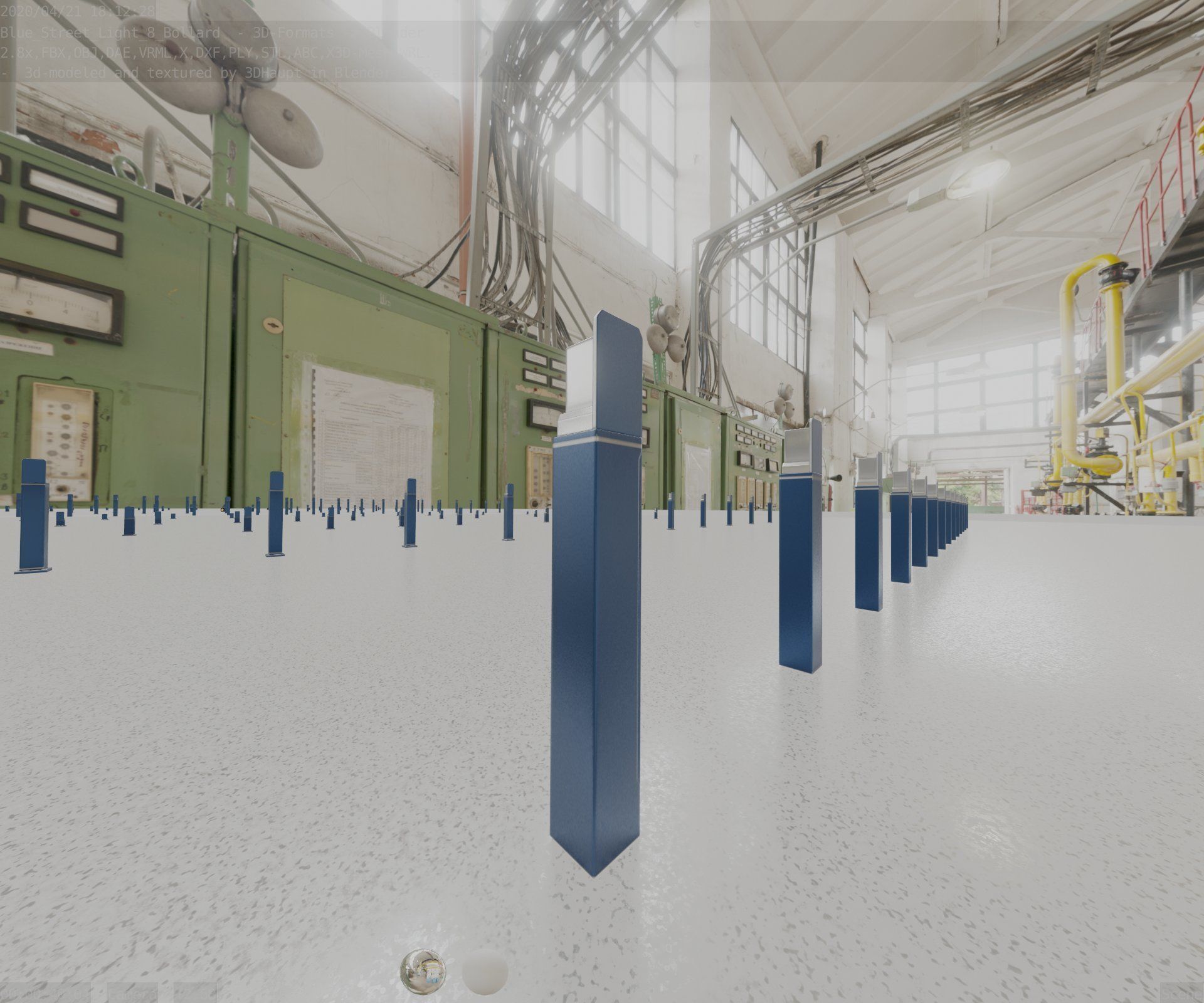 Street Light 8 Bollard 900 mm Futuristic Blue Version 5 Low-poly 3D model_68