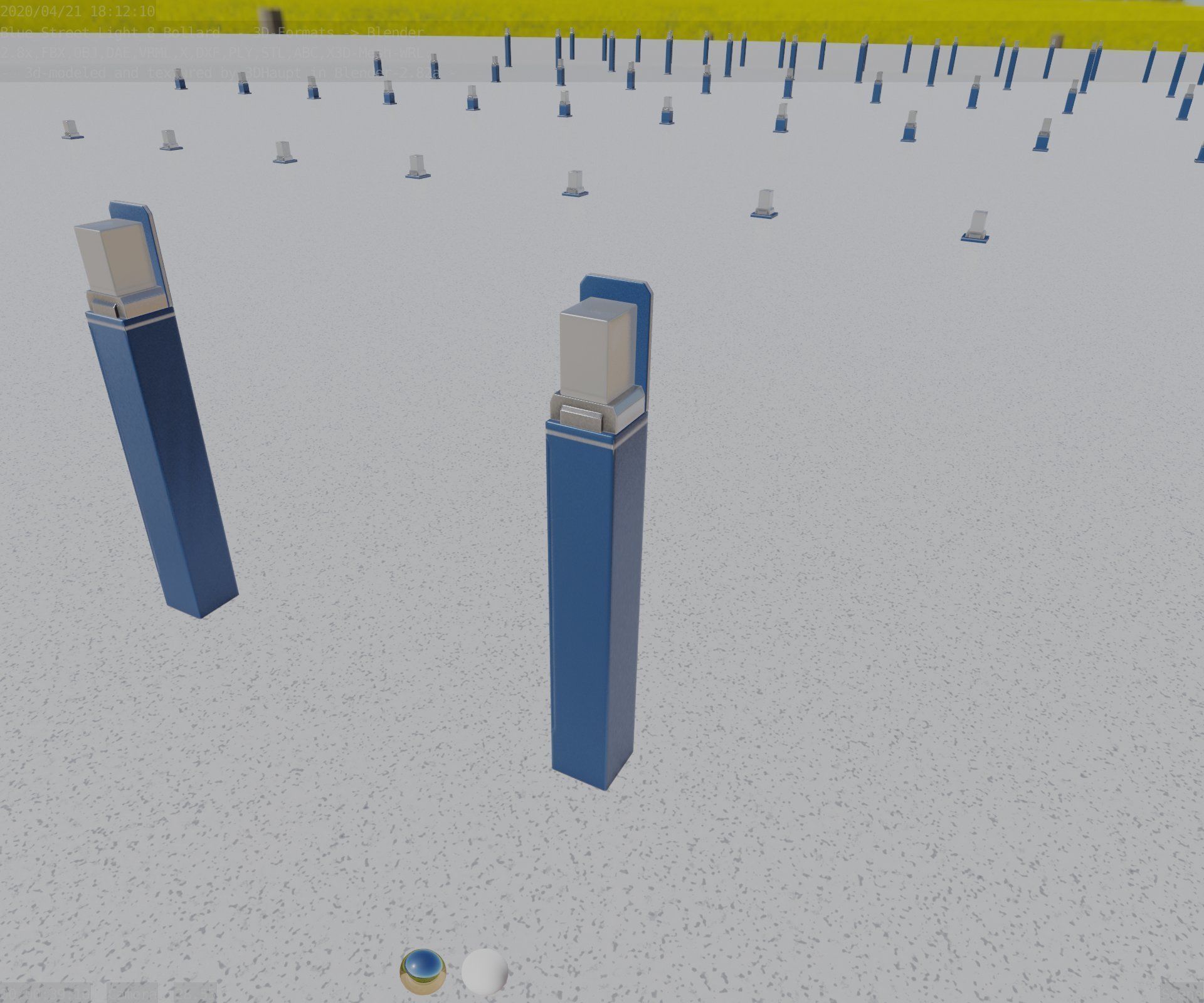 Street Light 8 Bollard 900 mm Futuristic Blue Version 5 Low-poly 3D model_50