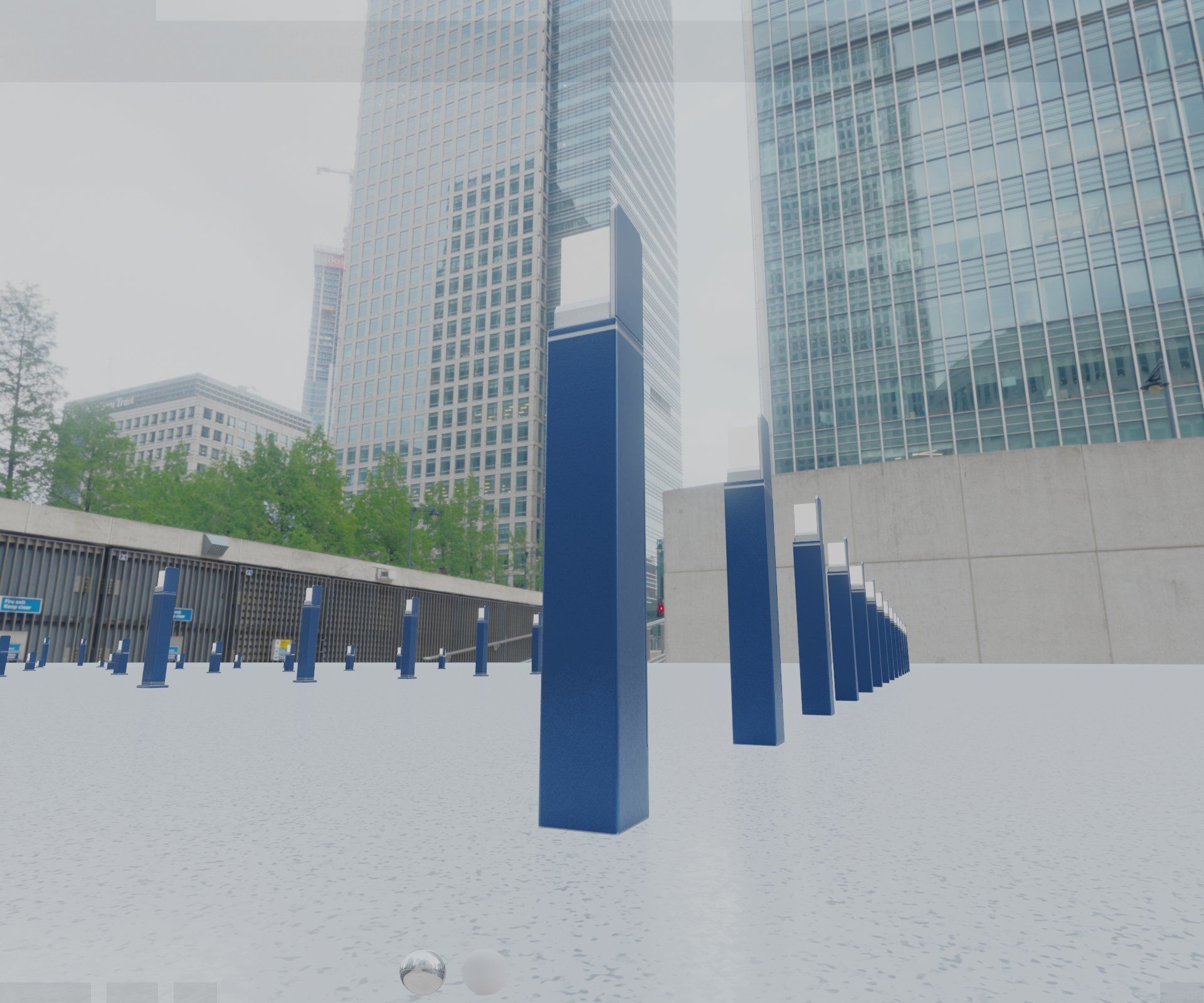 Street Light 8 Bollard 900 mm Futuristic Blue Version 5 Low-poly 3D model_10