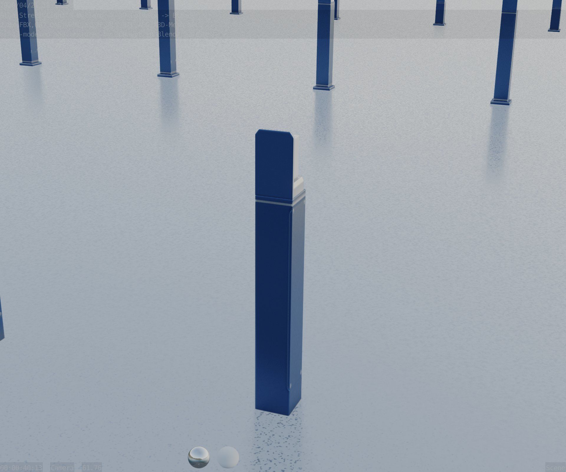 Street Light 8 Bollard 900 mm Futuristic Blue Version 5 Low-poly 3D model_77
