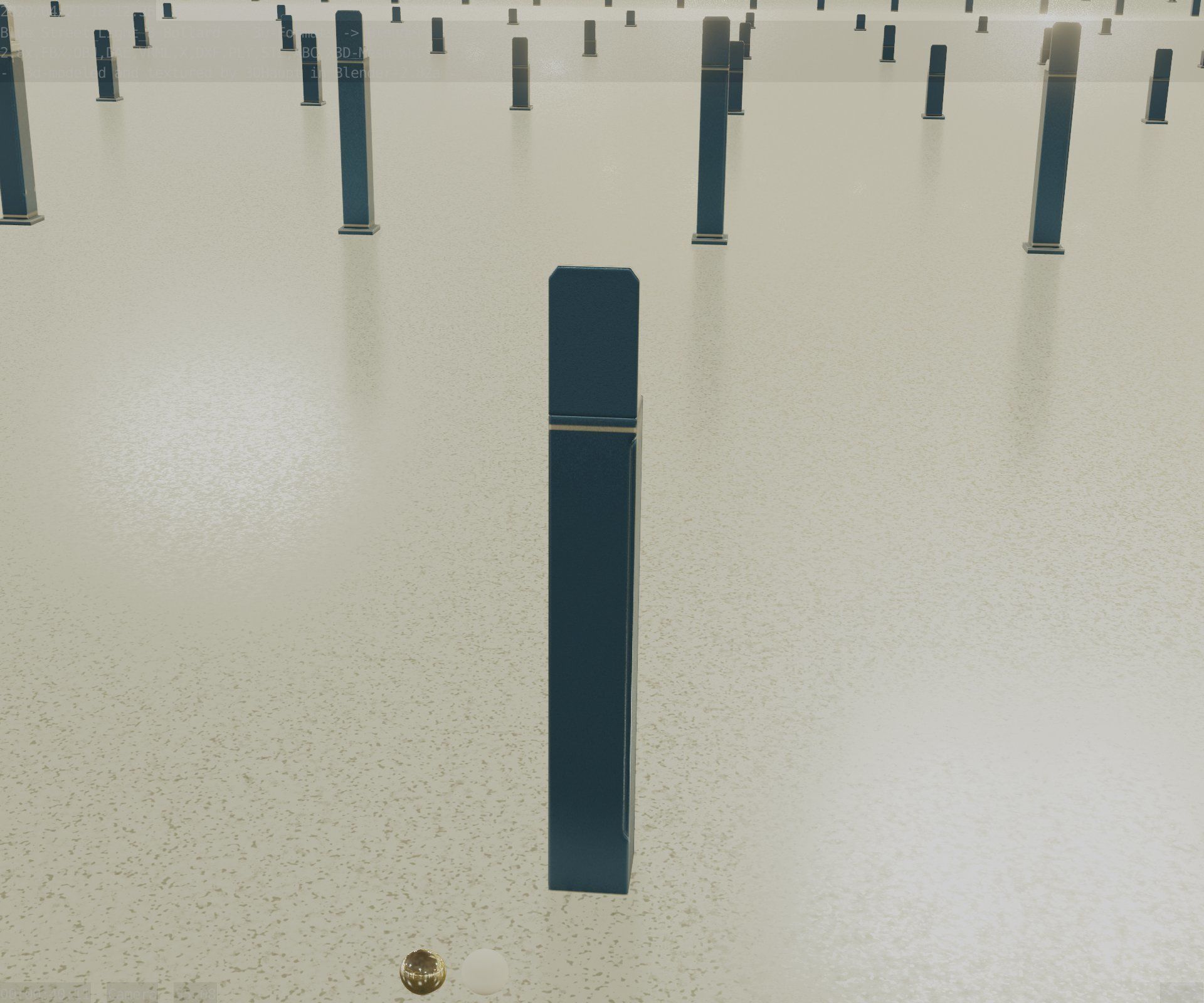 Street Light 8 Bollard 900 mm Futuristic Blue Version 5 Low-poly 3D model_75