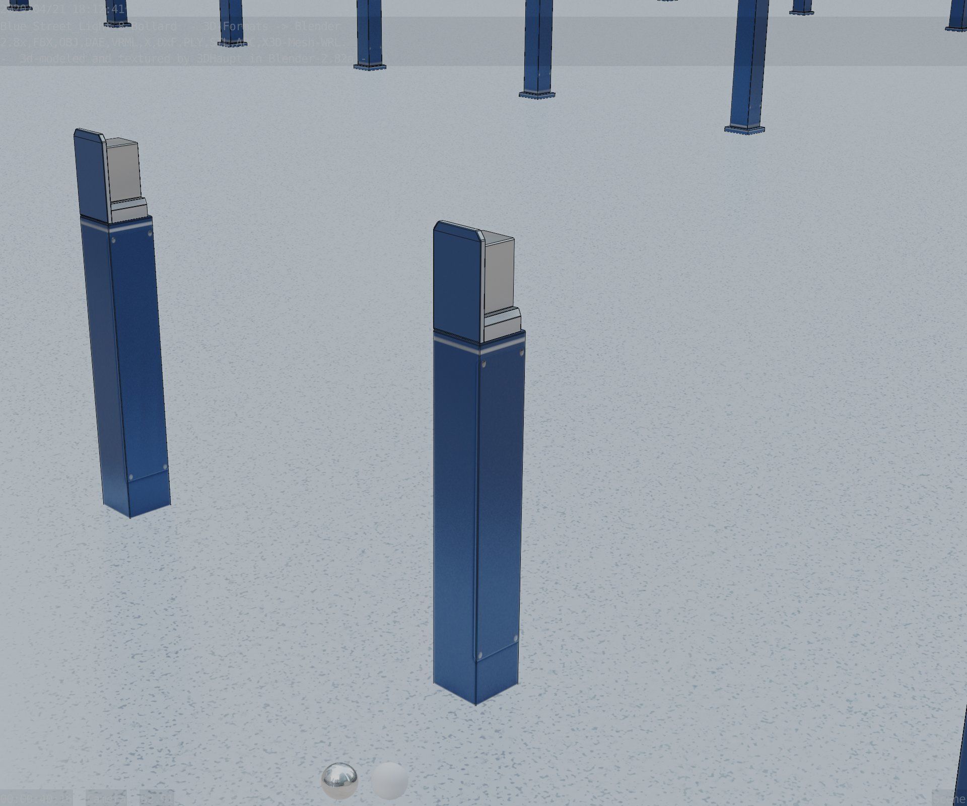 Street Light 8 Bollard 900 mm Futuristic Blue Version 5 Low-poly 3D model_80