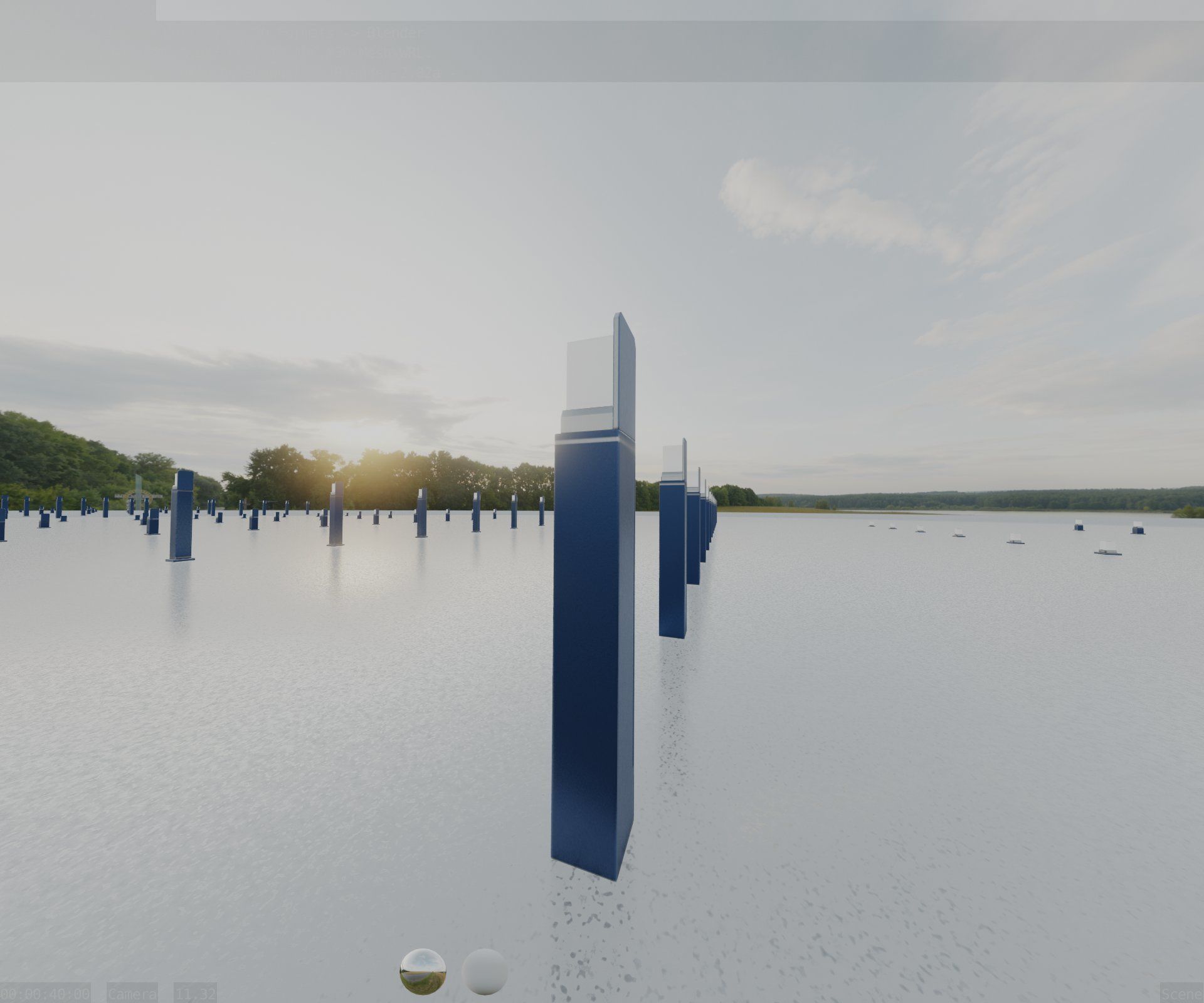 Street Light 8 Bollard 900 mm Futuristic Blue Version 5 Low-poly 3D model_64