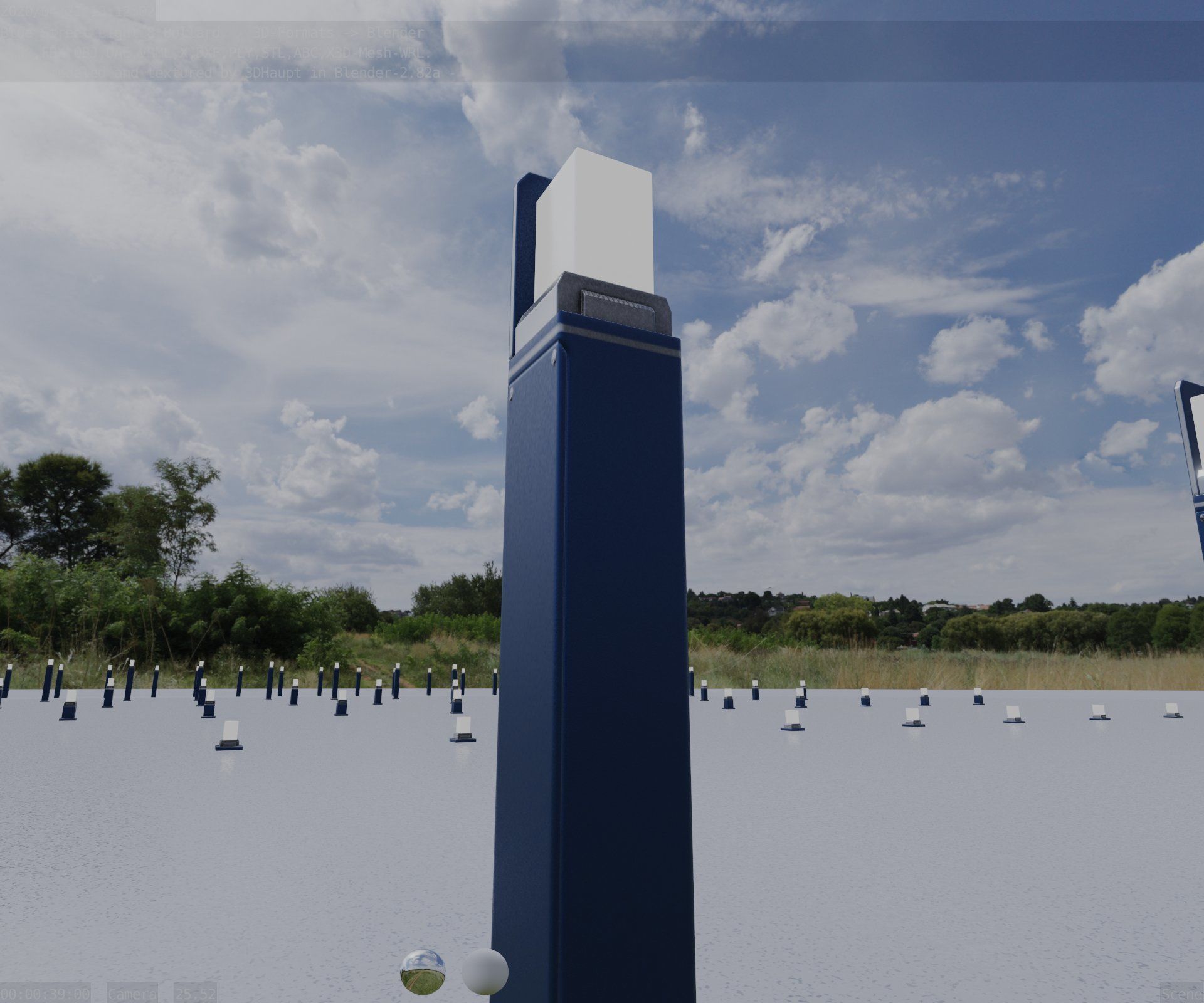 Street Light 8 Bollard 900 mm Futuristic Blue Version 5 Low-poly 3D model_40