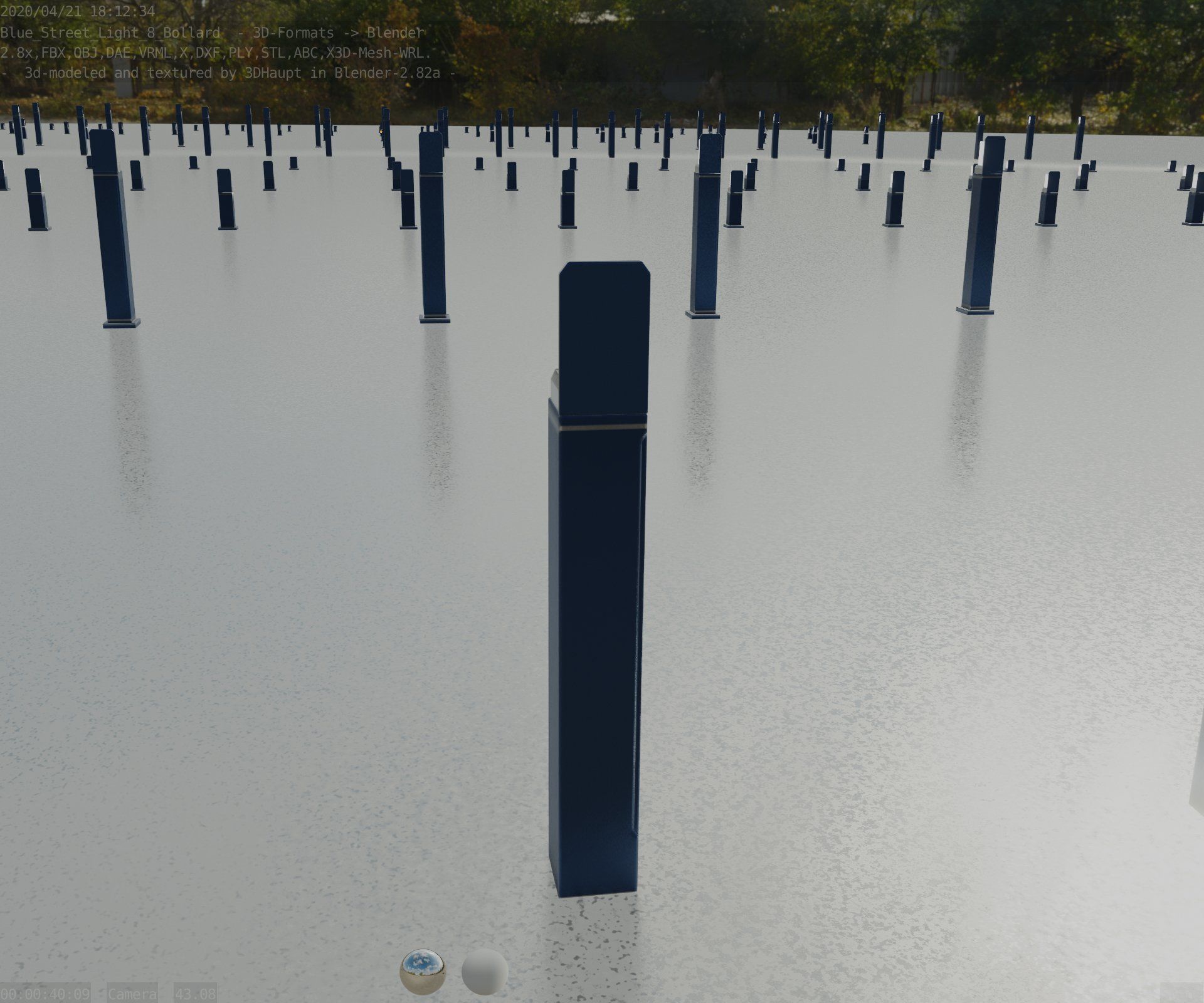 Street Light 8 Bollard 900 mm Futuristic Blue Version 5 Low-poly 3D model_73