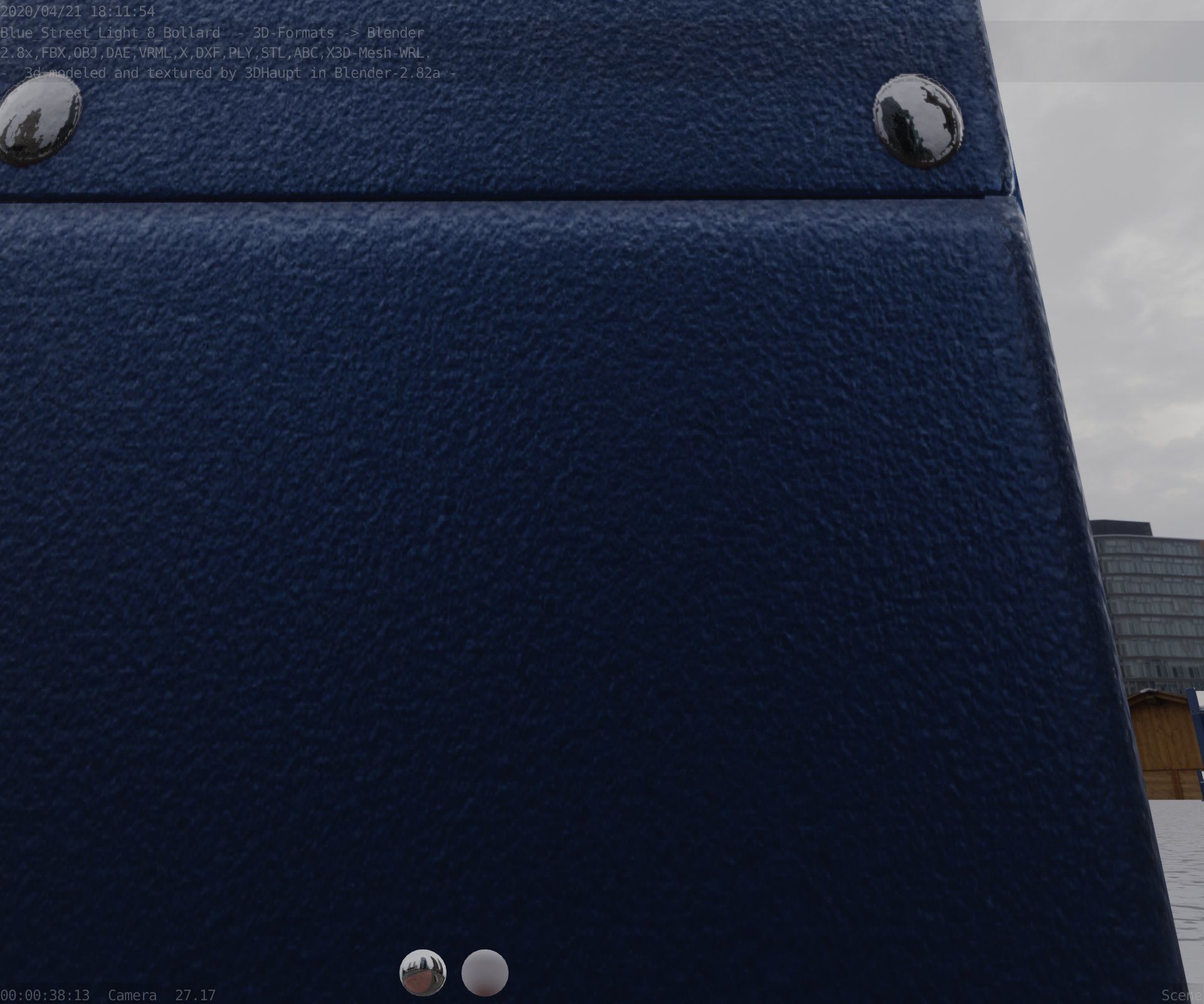 Street Light 8 Bollard 900 mm Futuristic Blue Version 5 Low-poly 3D model_31