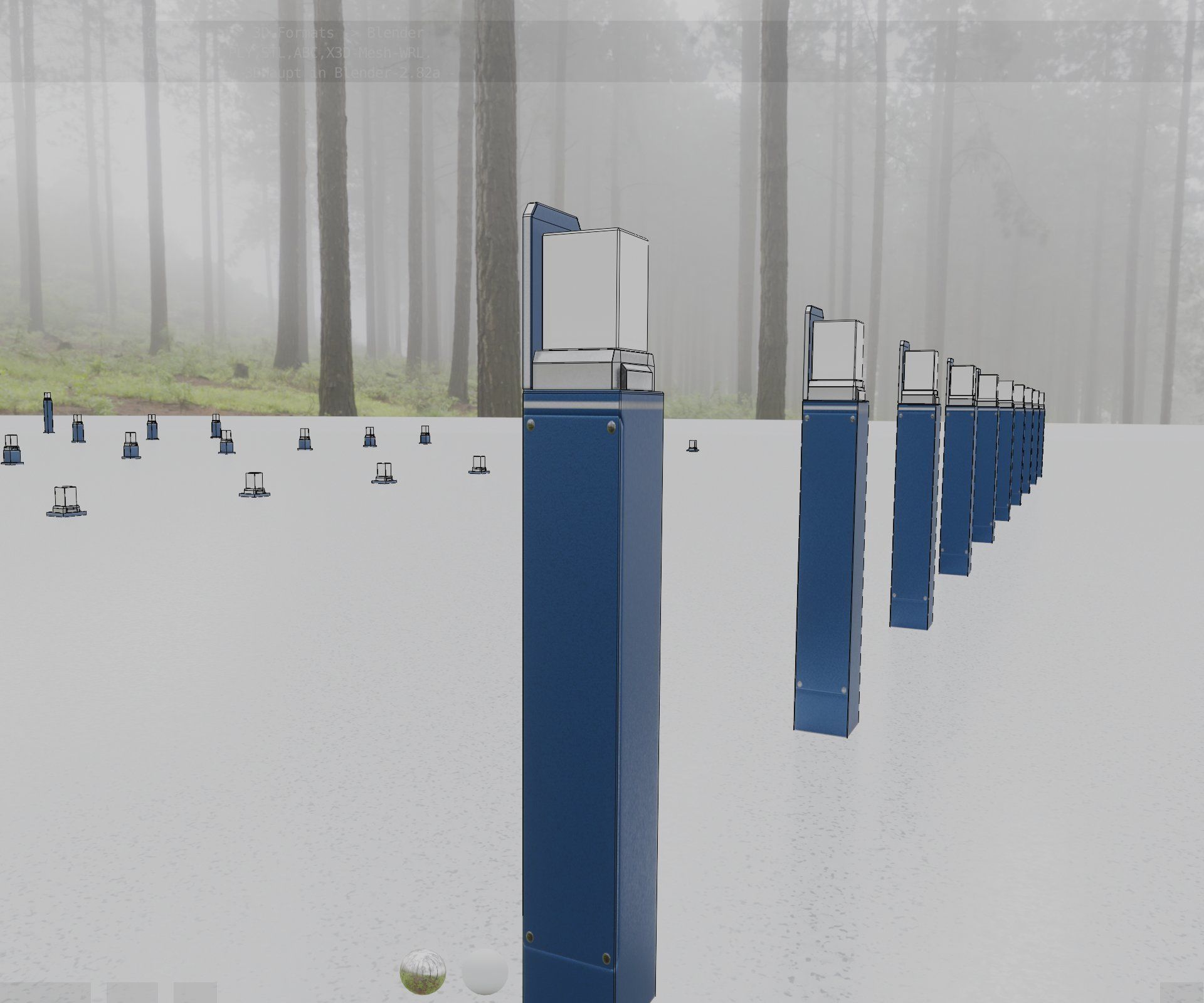 Street Light 8 Bollard 900 mm Futuristic Blue Version 5 Low-poly 3D model_88