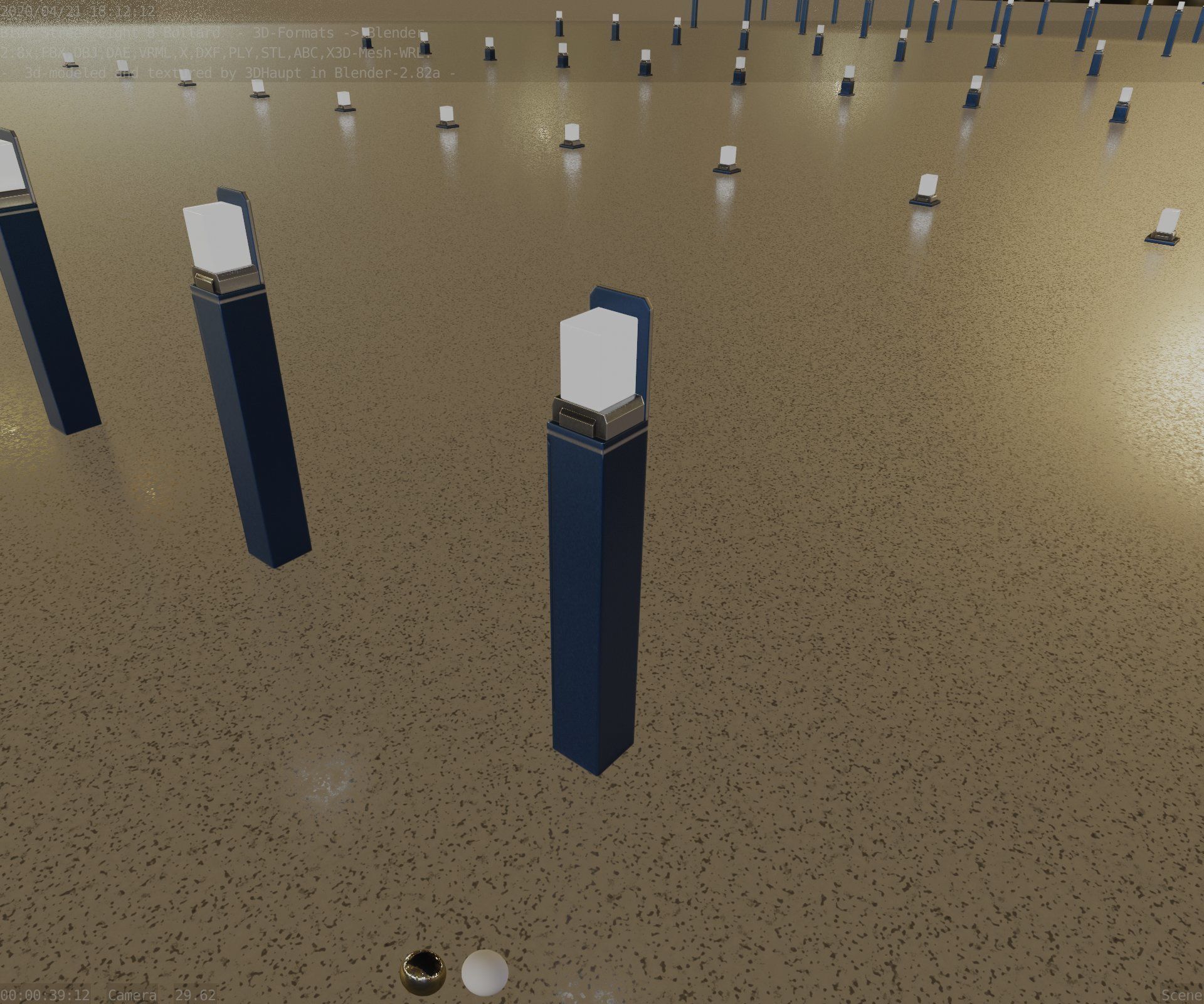 Street Light 8 Bollard 900 mm Futuristic Blue Version 5 Low-poly 3D model_52