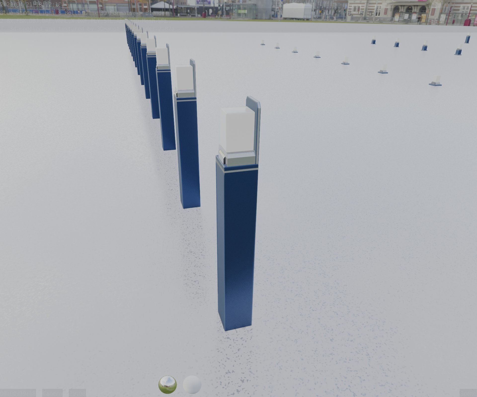 Street Light 8 Bollard 900 mm Futuristic Blue Version 5 Low-poly 3D model_58