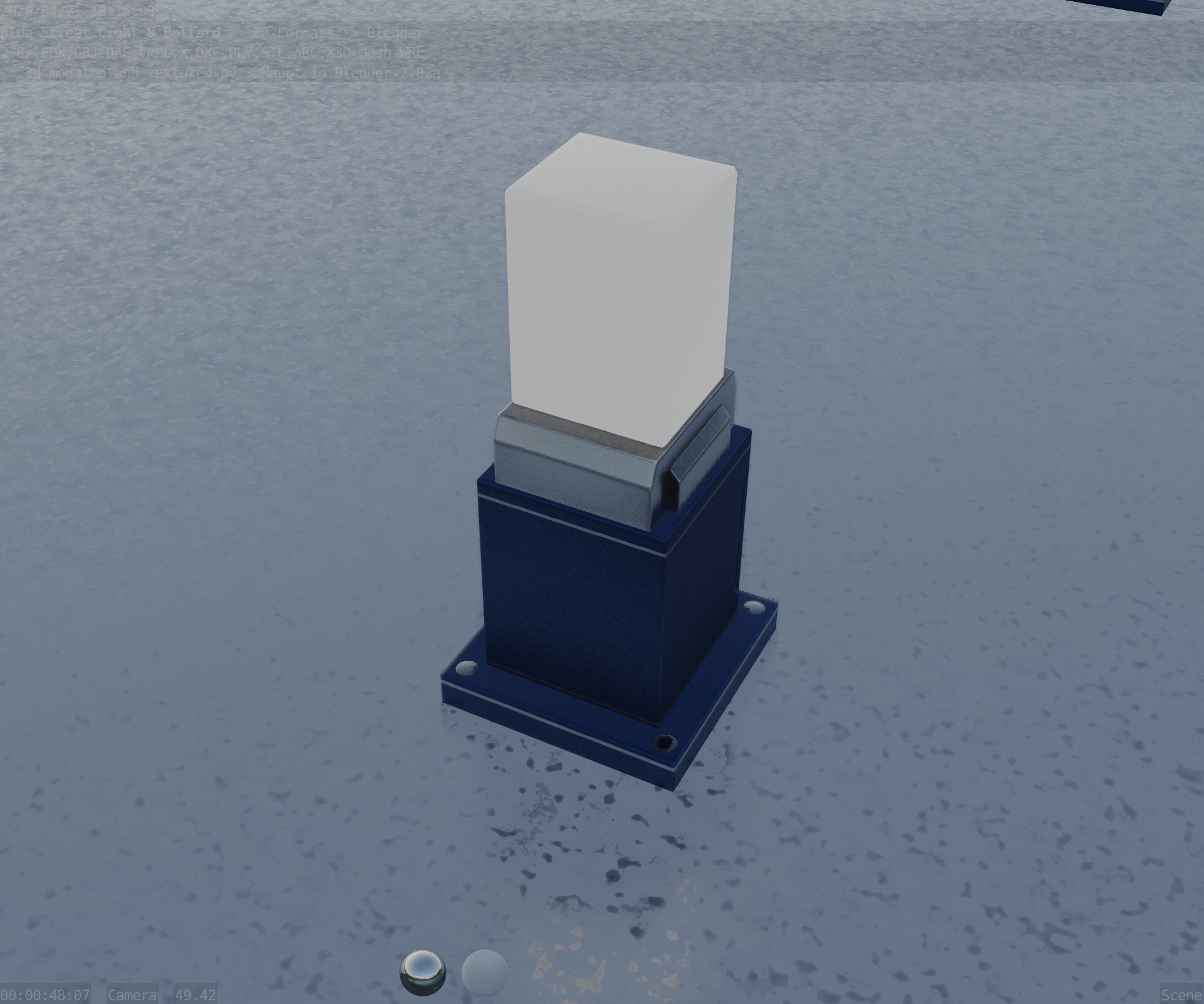 Street Light 8 Bollard 350mm Futuristic Blue Version 3 Low-poly 3D model_59
