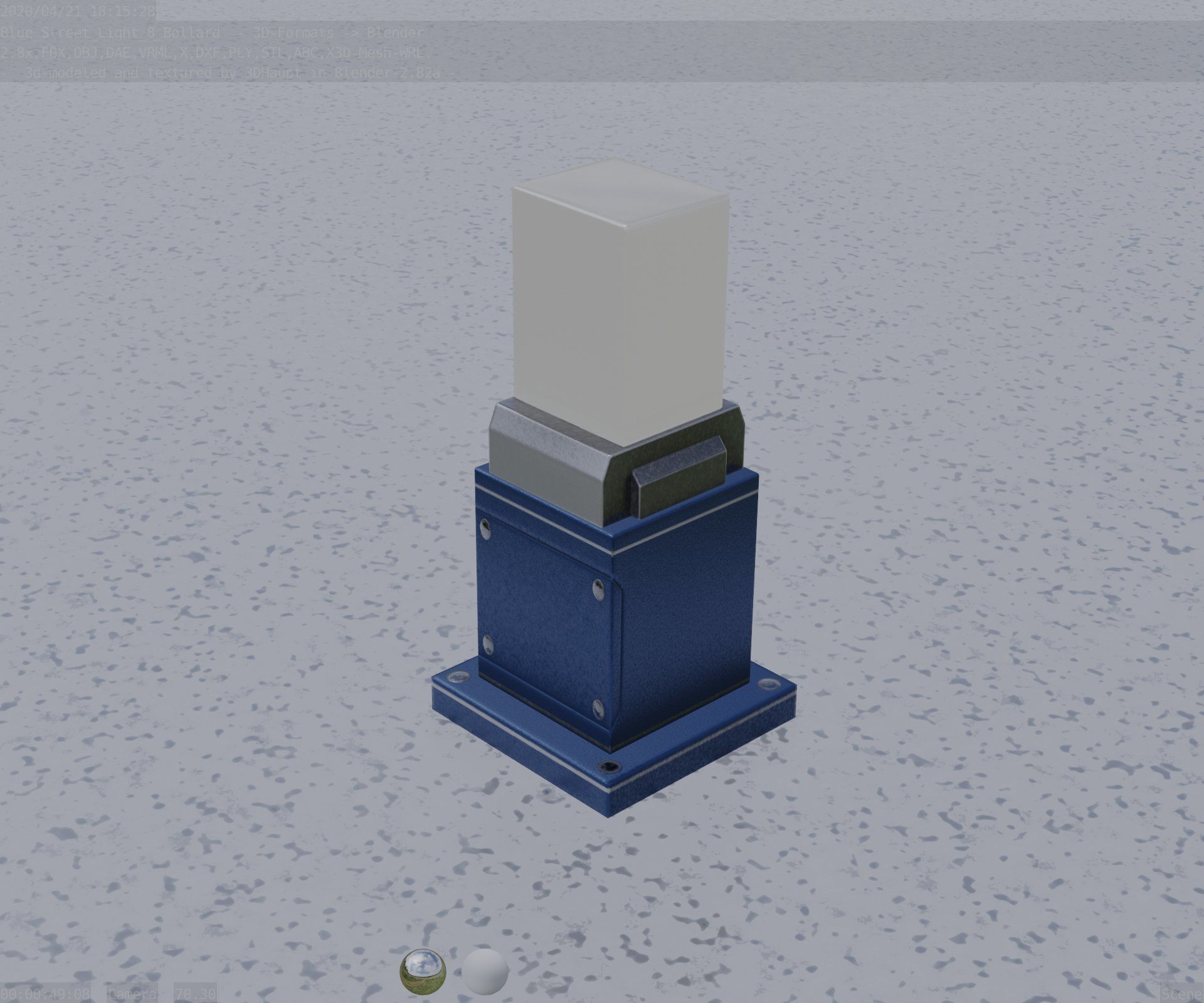 Street Light 8 Bollard 350mm Futuristic Blue Version 3 Low-poly 3D model_84