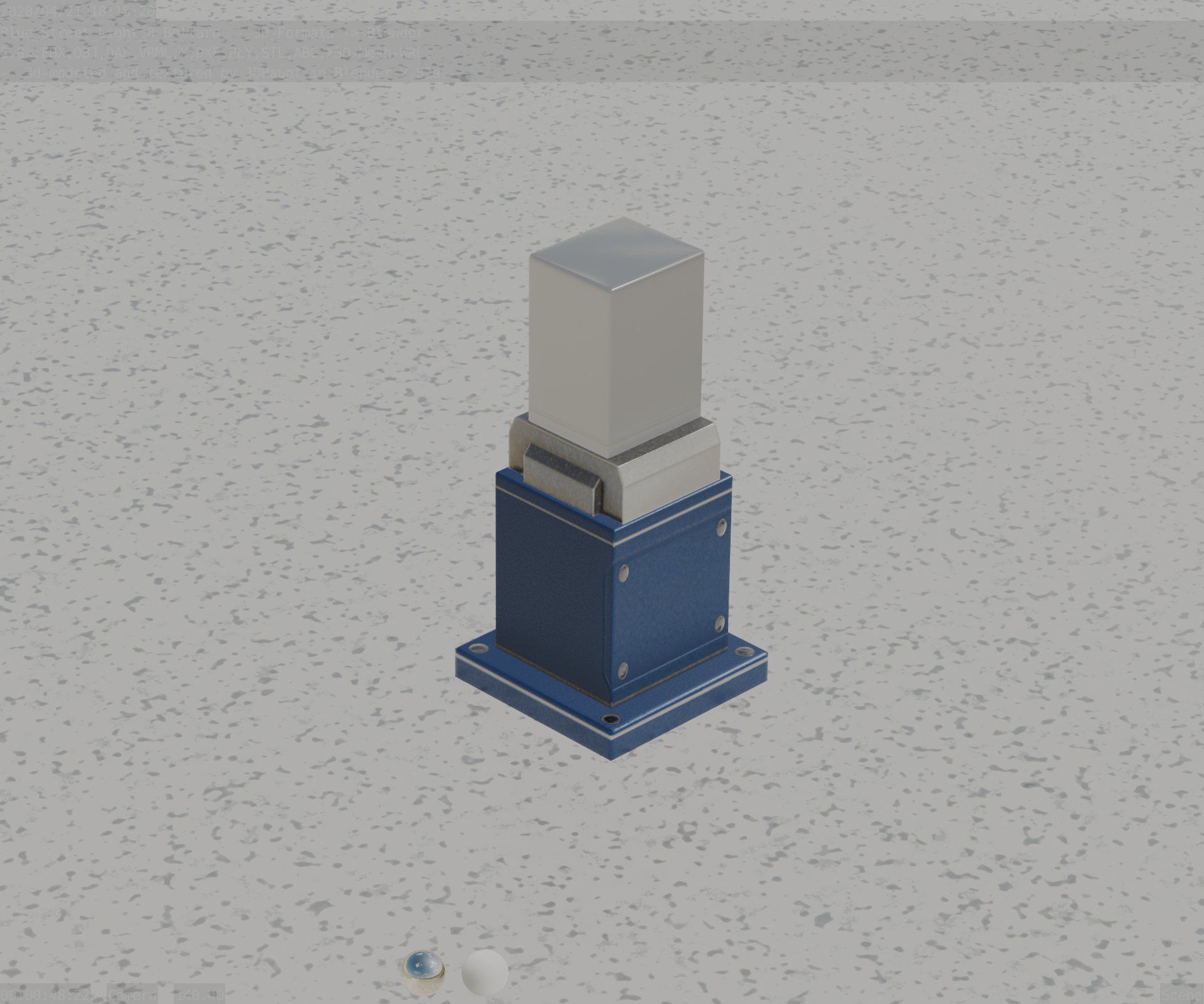 Street Light 8 Bollard 350mm Futuristic Blue Version 3 Low-poly 3D model_74