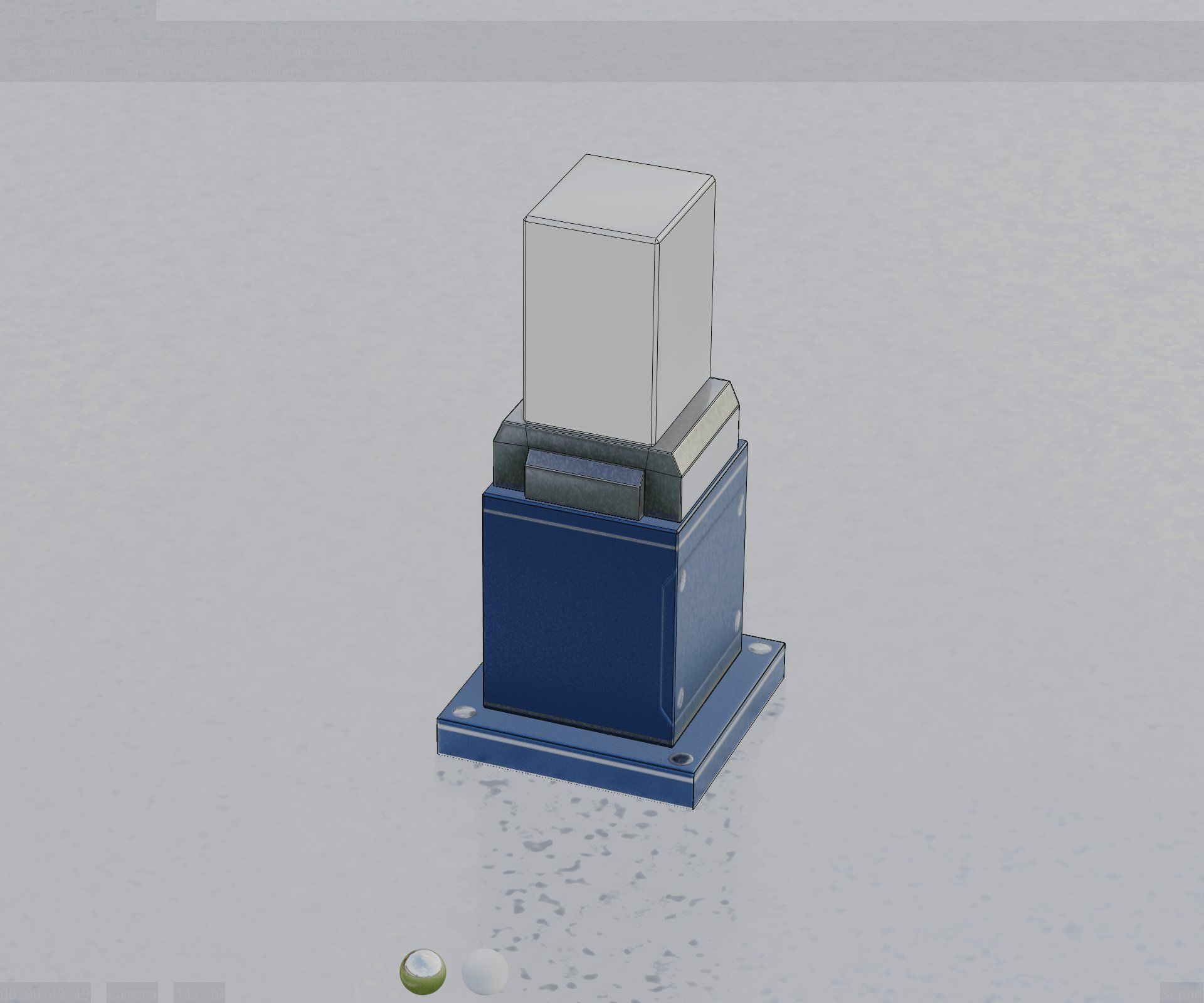 Street Light 8 Bollard 350mm Futuristic Blue Version 3 Low-poly 3D model_71