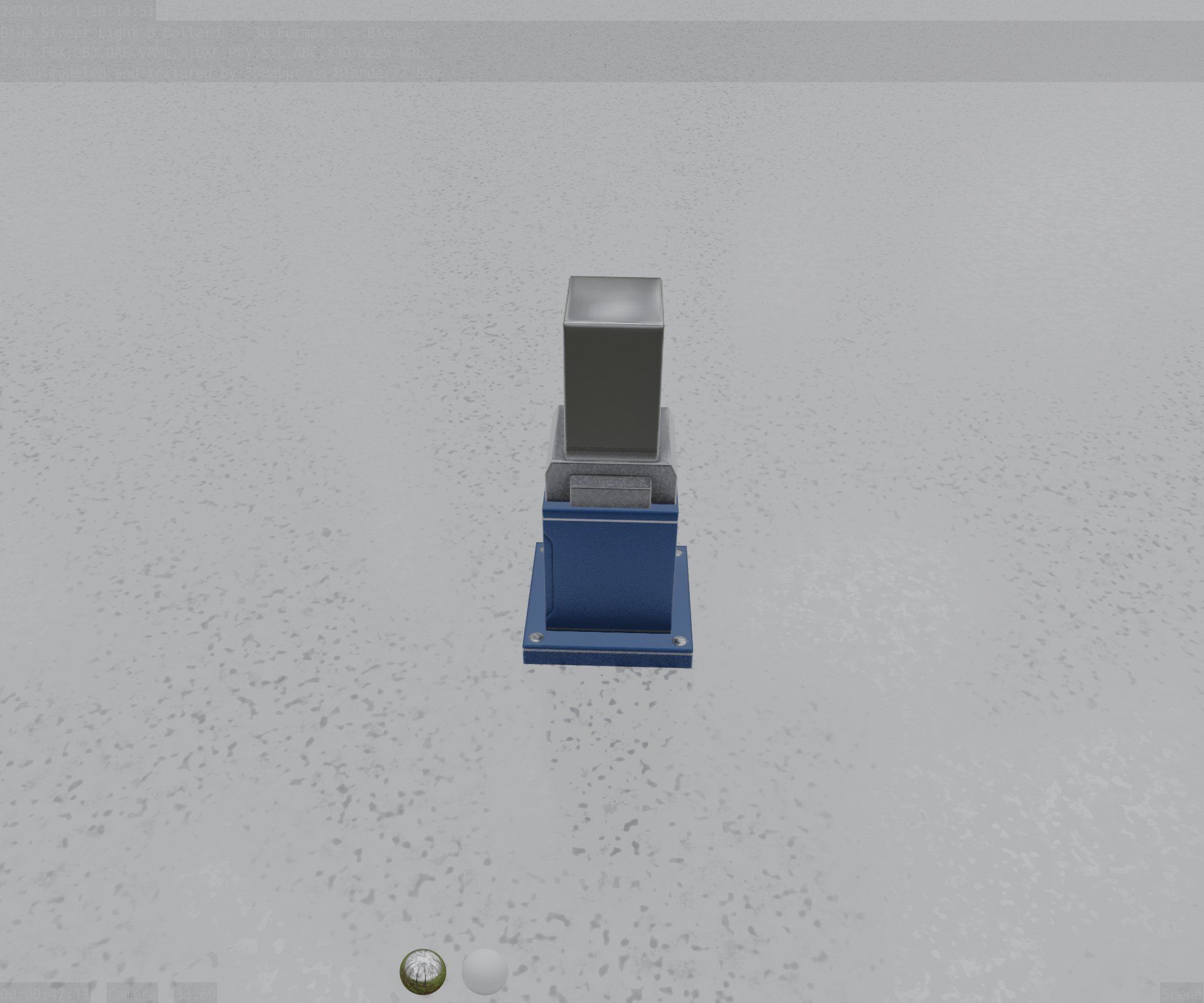 Street Light 8 Bollard 350mm Futuristic Blue Version 3 Low-poly 3D model_39