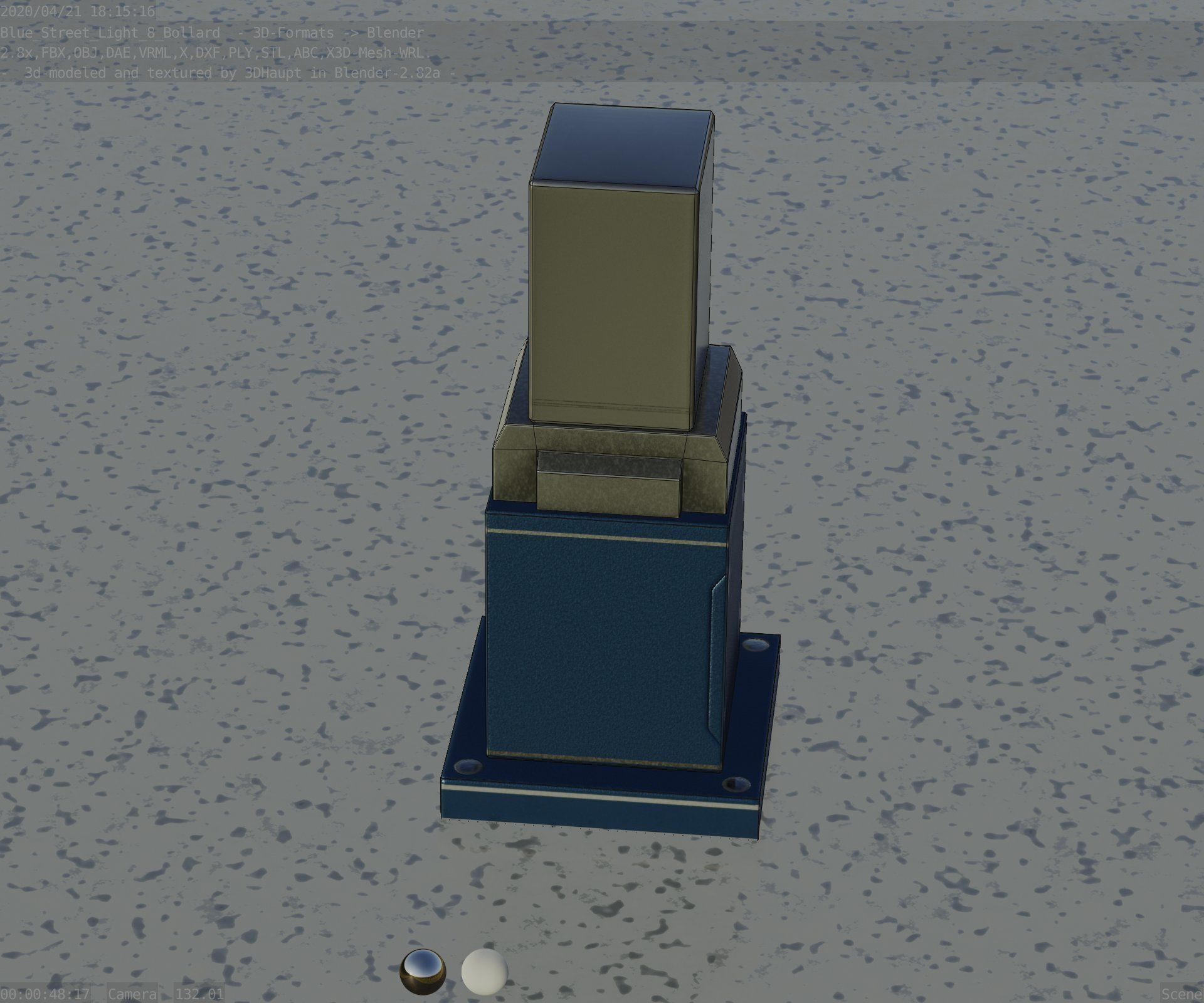 Street Light 8 Bollard 350mm Futuristic Blue Version 3 Low-poly 3D model_69