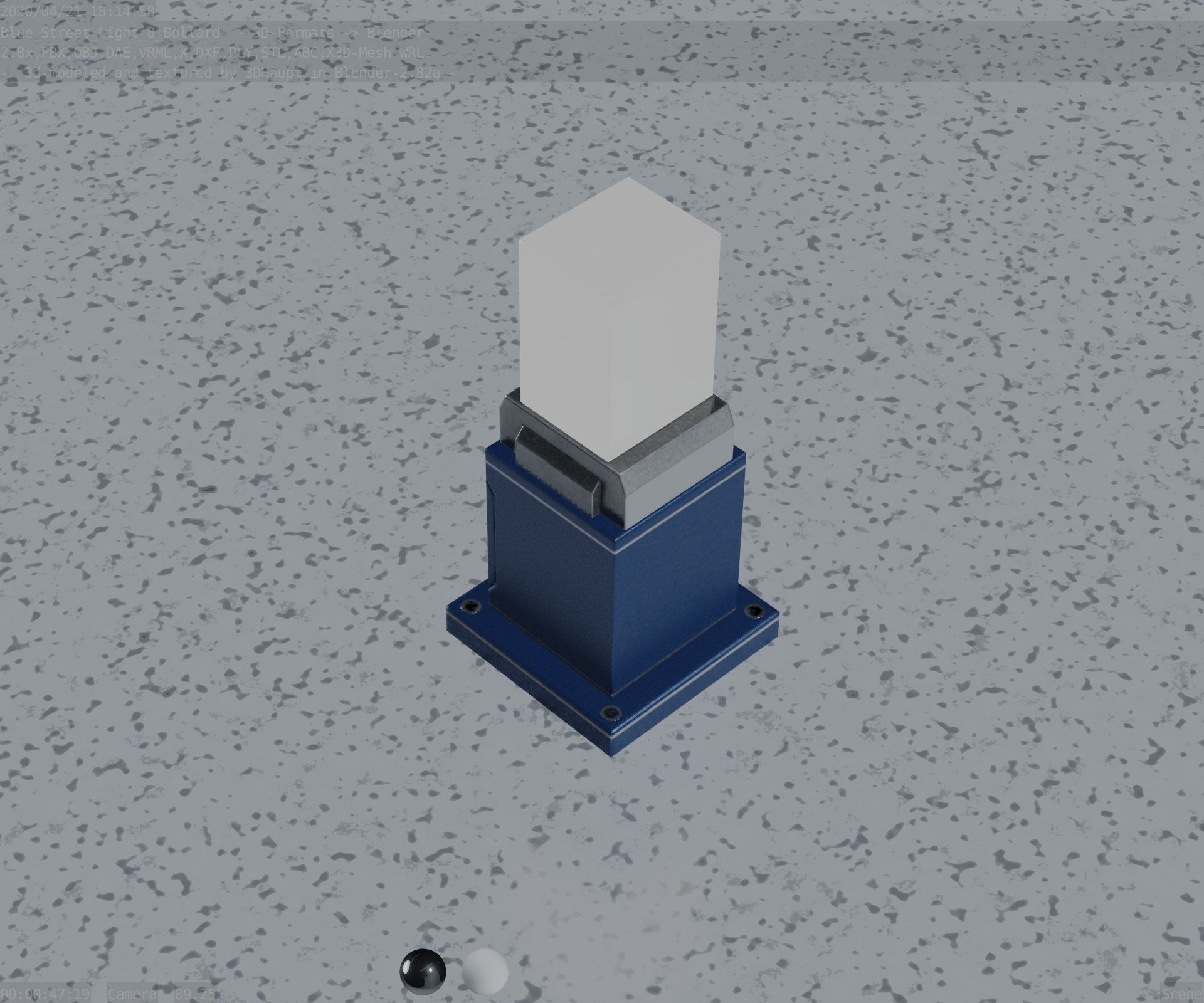 Street Light 8 Bollard 350mm Futuristic Blue Version 3 Low-poly 3D model_47