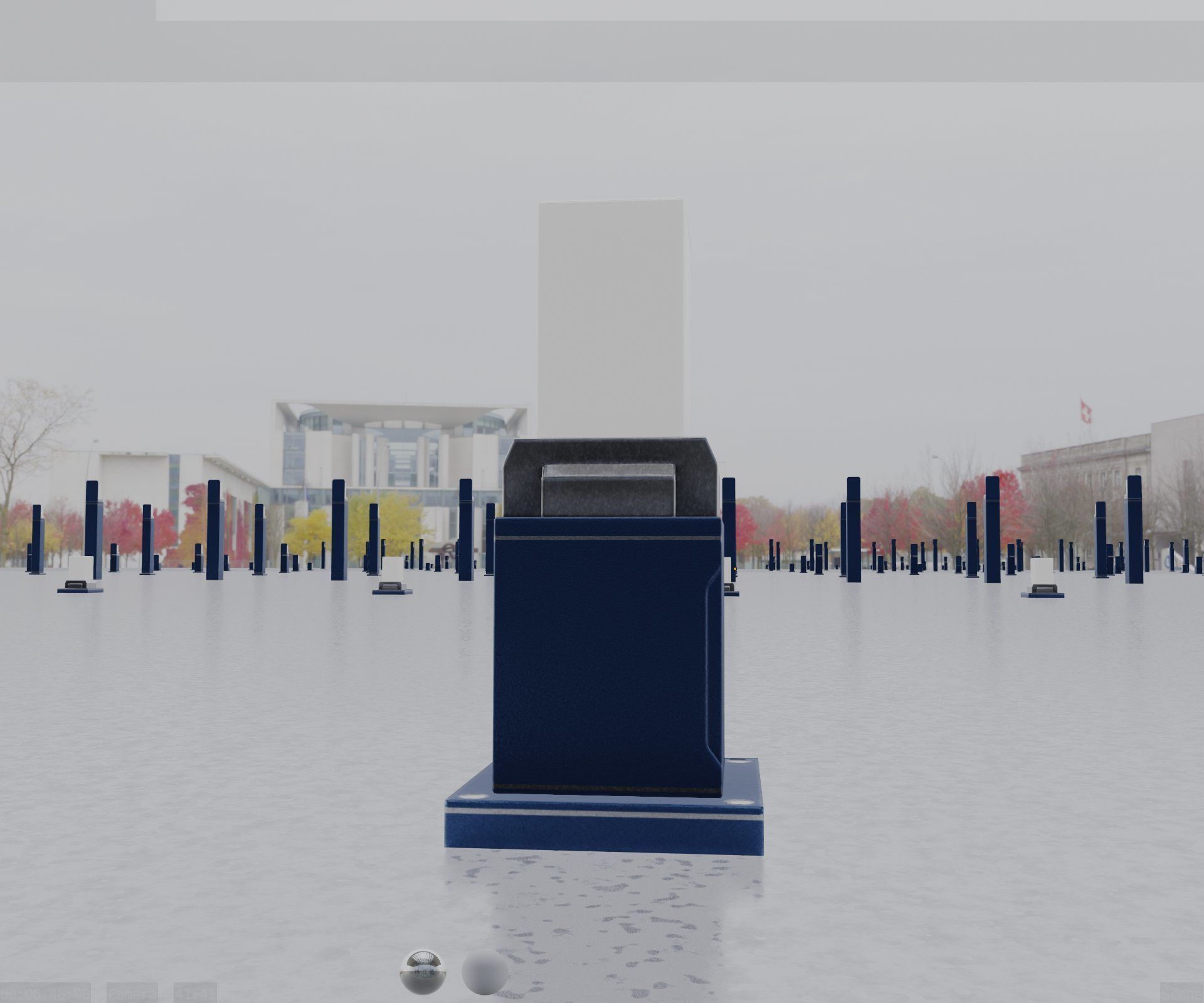 Street Light 8 Bollard 350mm Futuristic Blue Version 3 Low-poly 3D model_17