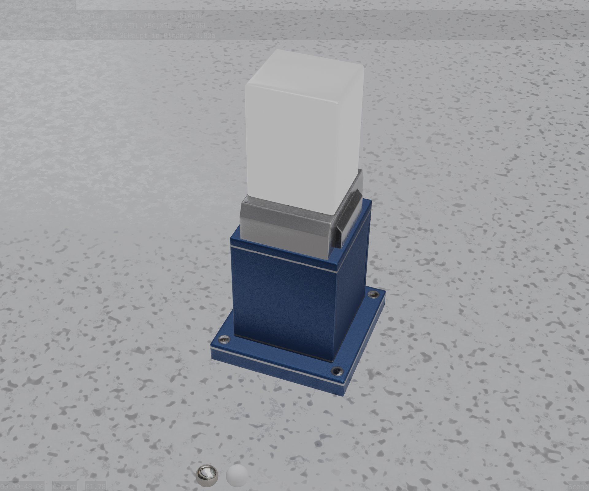 Street Light 8 Bollard 350mm Futuristic Blue Version 3 Low-poly 3D model_58