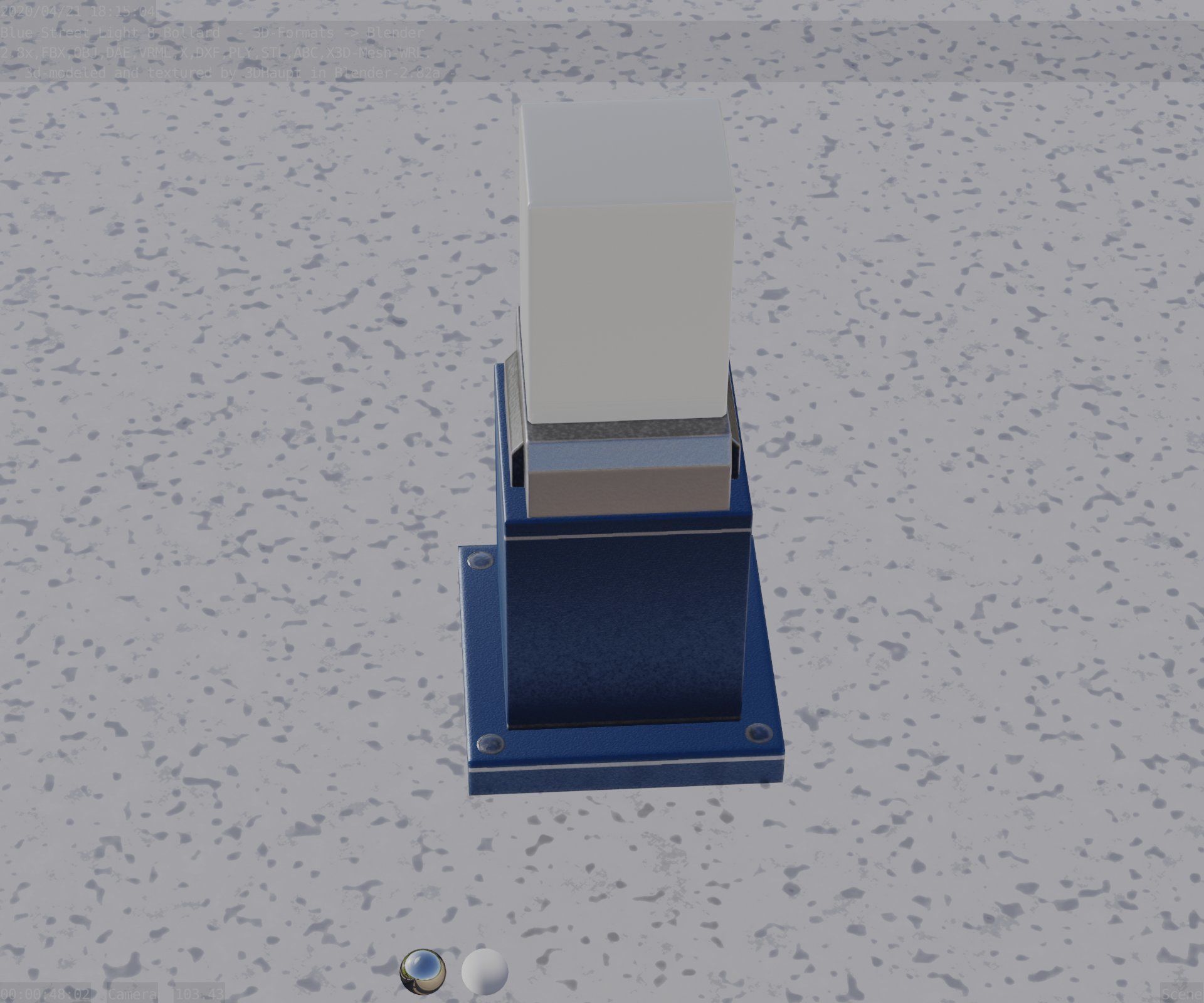 Street Light 8 Bollard 350mm Futuristic Blue Version 3 Low-poly 3D model_54