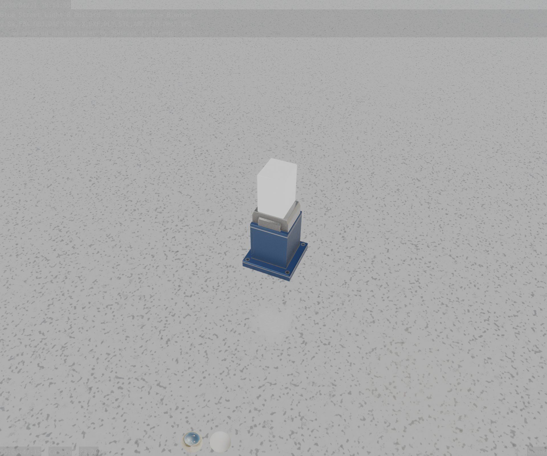 Street Light 8 Bollard 350mm Futuristic Blue Version 3 Low-poly 3D model_43