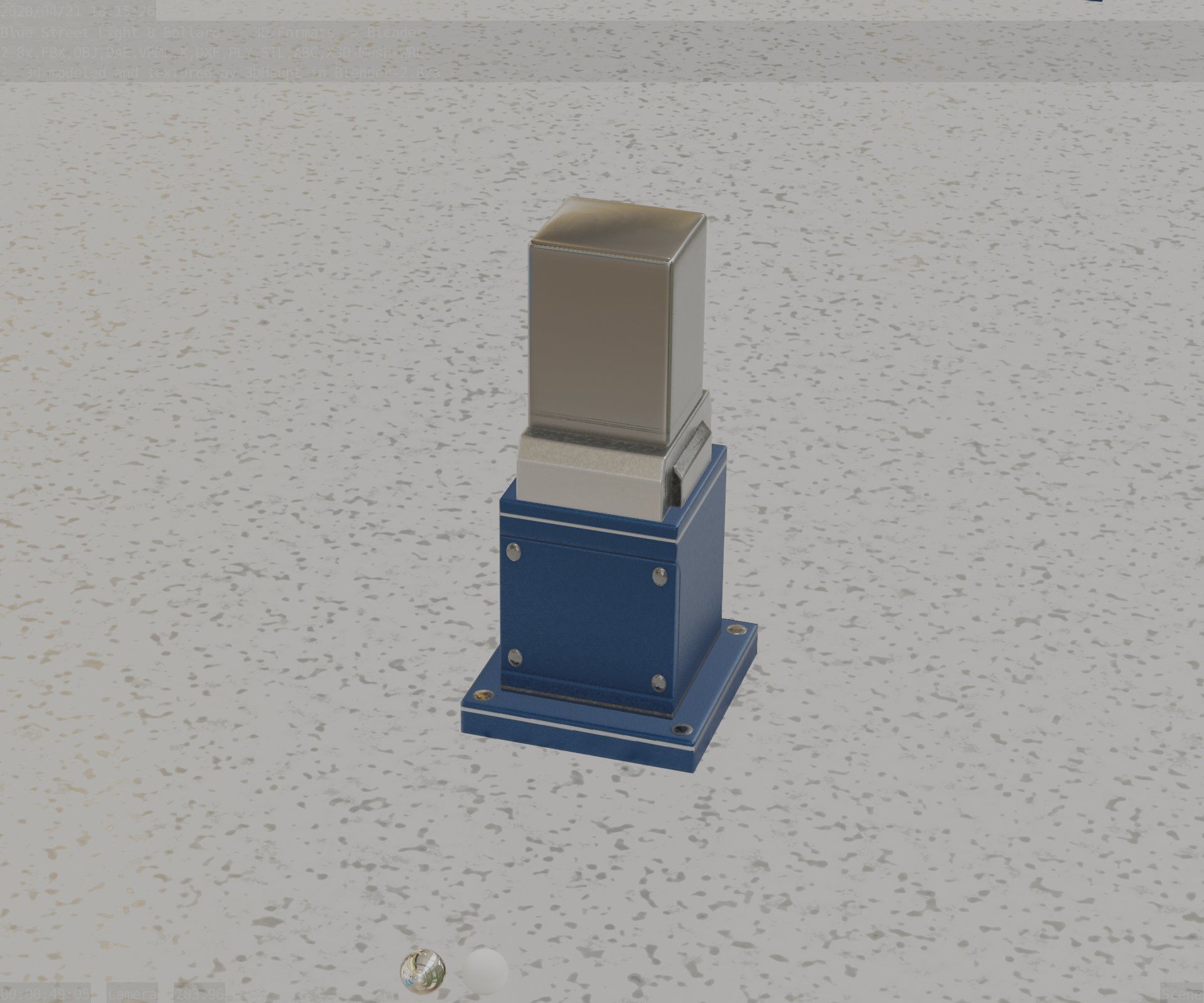 Street Light 8 Bollard 350mm Futuristic Blue Version 3 Low-poly 3D model_81