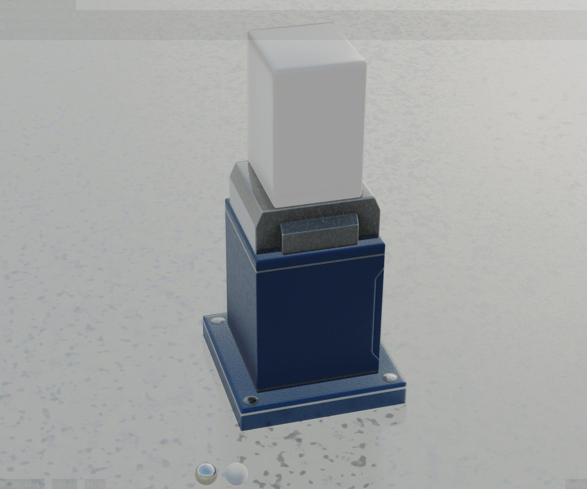 Street Light 8 Bollard 350mm Futuristic Blue Version 3 Low-poly 3D model_66