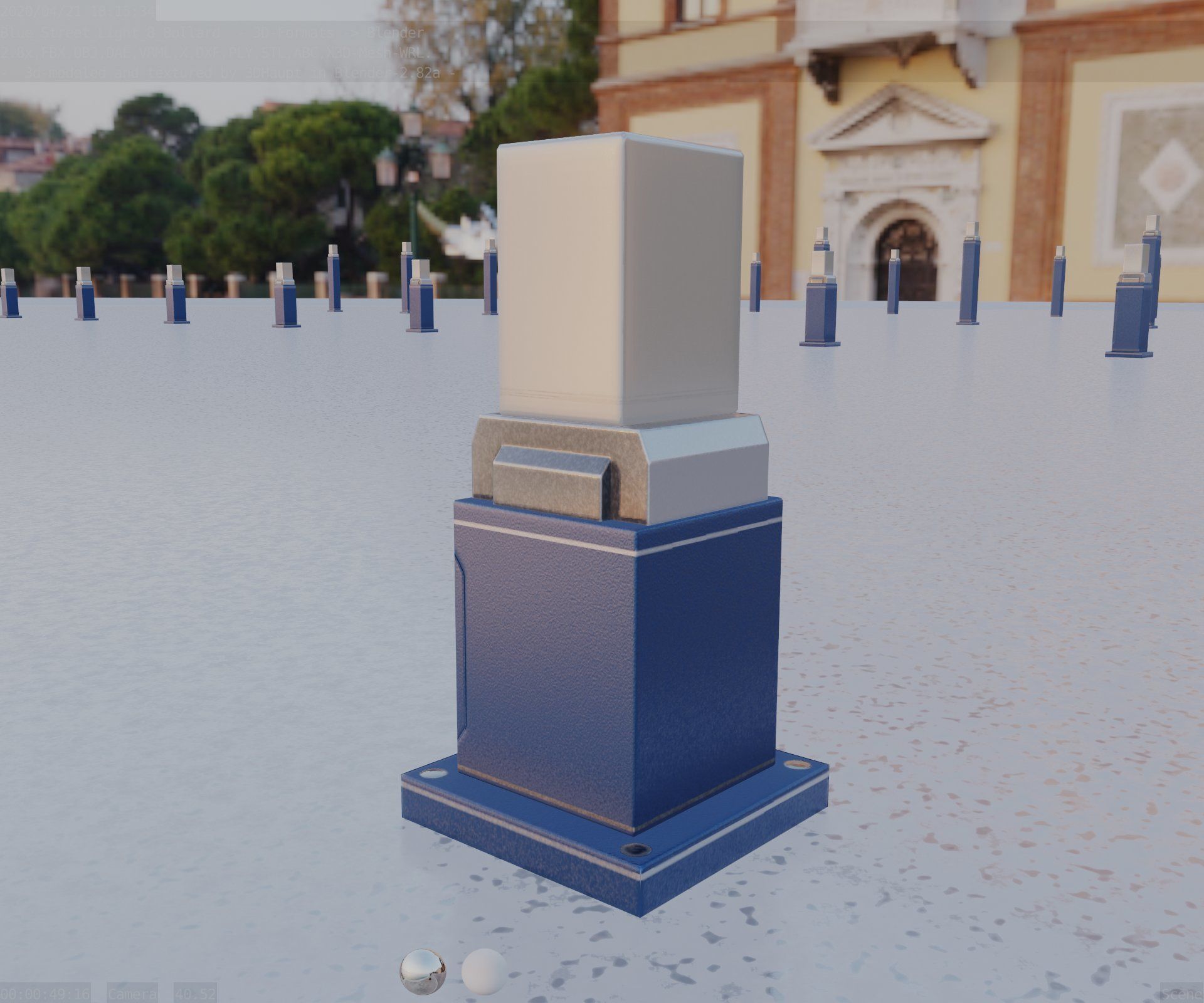 Street Light 8 Bollard 350mm Futuristic Blue Version 3 Low-poly 3D model_92