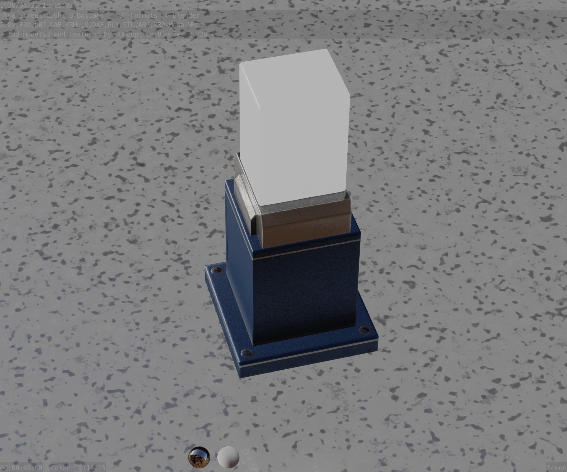 Street Light 8 Bollard 350mm Futuristic Blue Version 3 Low-poly 3D model_52