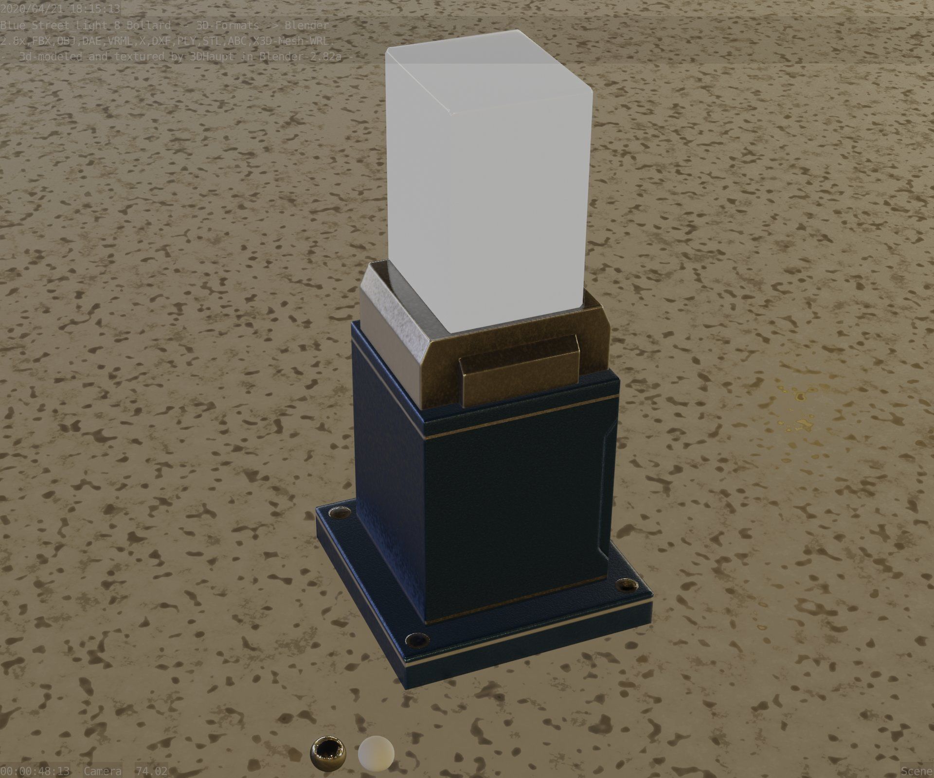 Street Light 8 Bollard 350mm Futuristic Blue Version 3 Low-poly 3D model_65