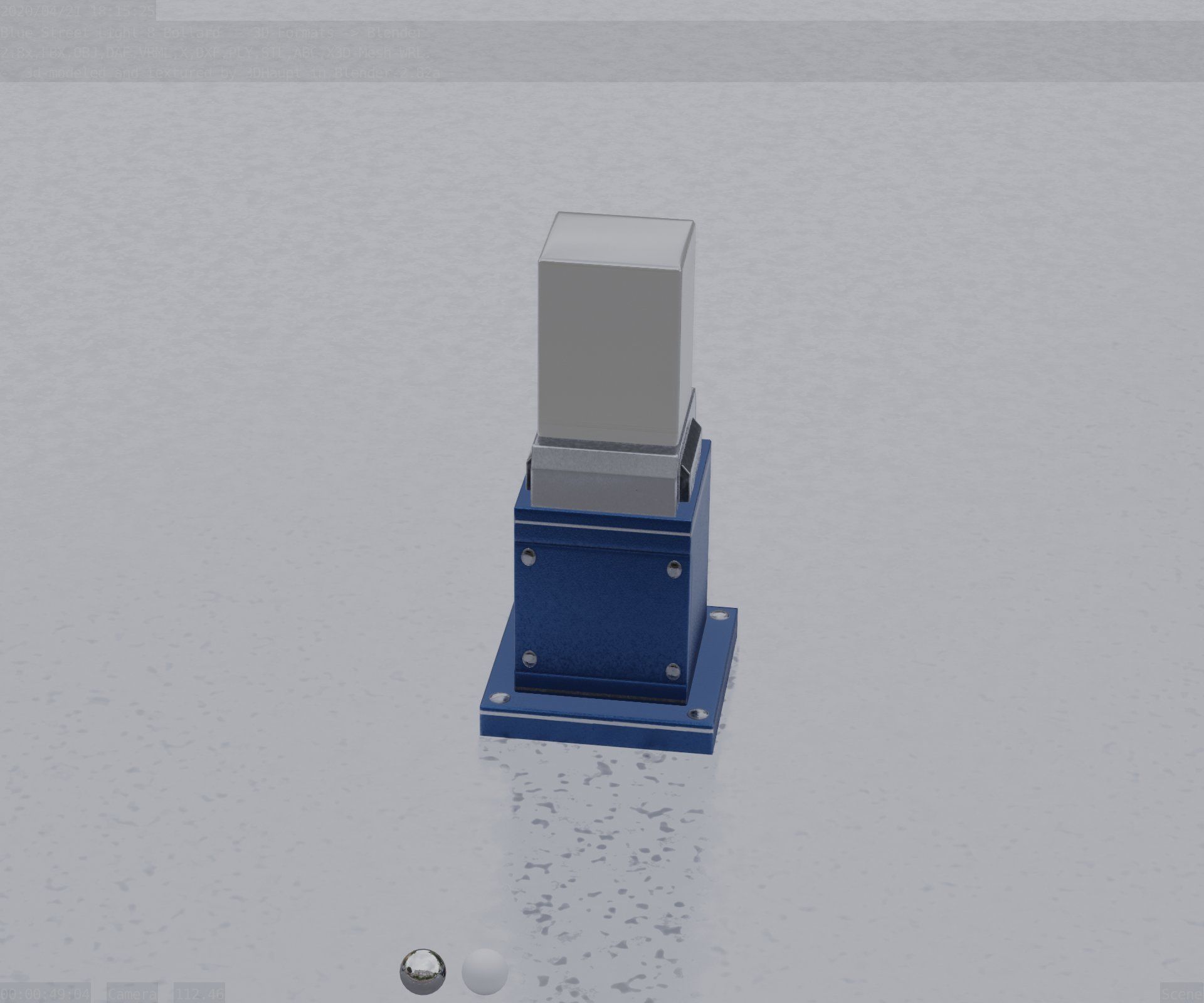 Street Light 8 Bollard 350mm Futuristic Blue Version 3 Low-poly 3D model_80