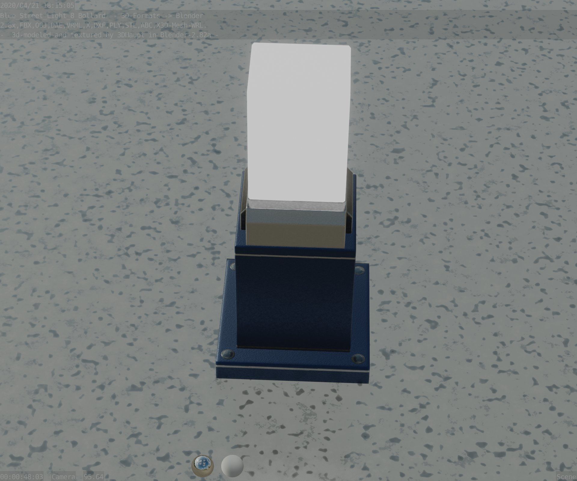 Street Light 8 Bollard 350mm Futuristic Blue Version 3 Low-poly 3D model_55