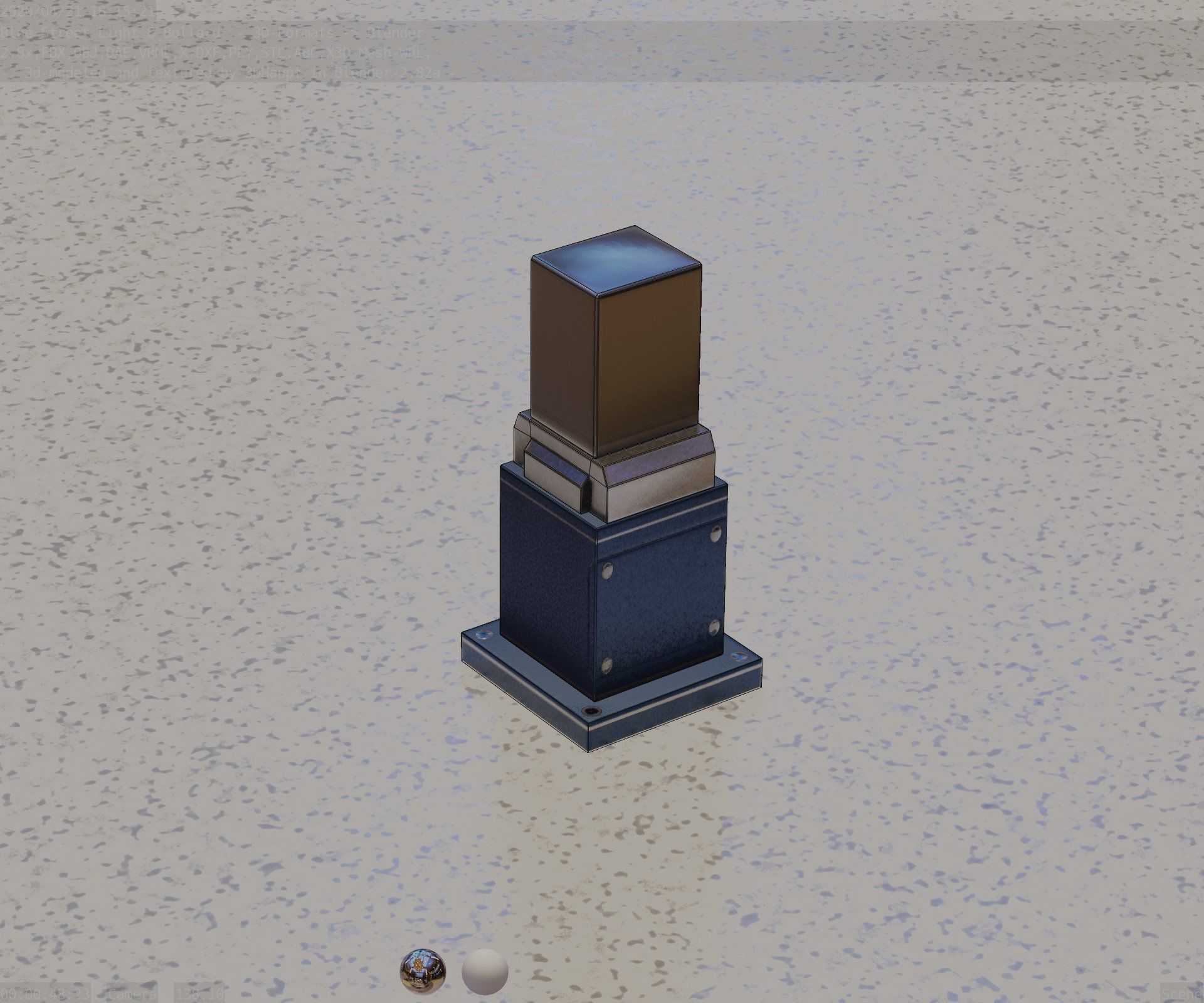 Street Light 8 Bollard 350mm Futuristic Blue Version 3 Low-poly 3D model_75