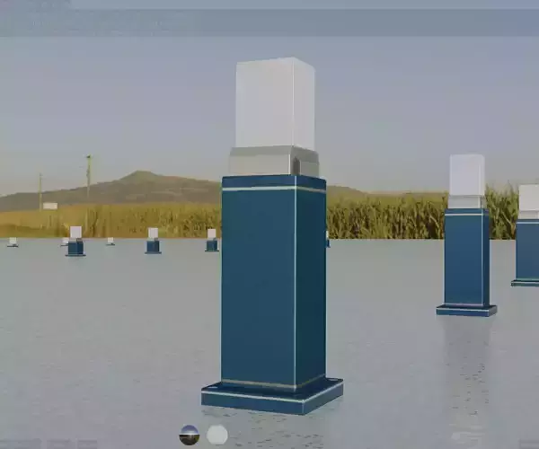 Street Light 8 Bollard 500mm Futuristic Blue Version 3 Low-poly 3D model
