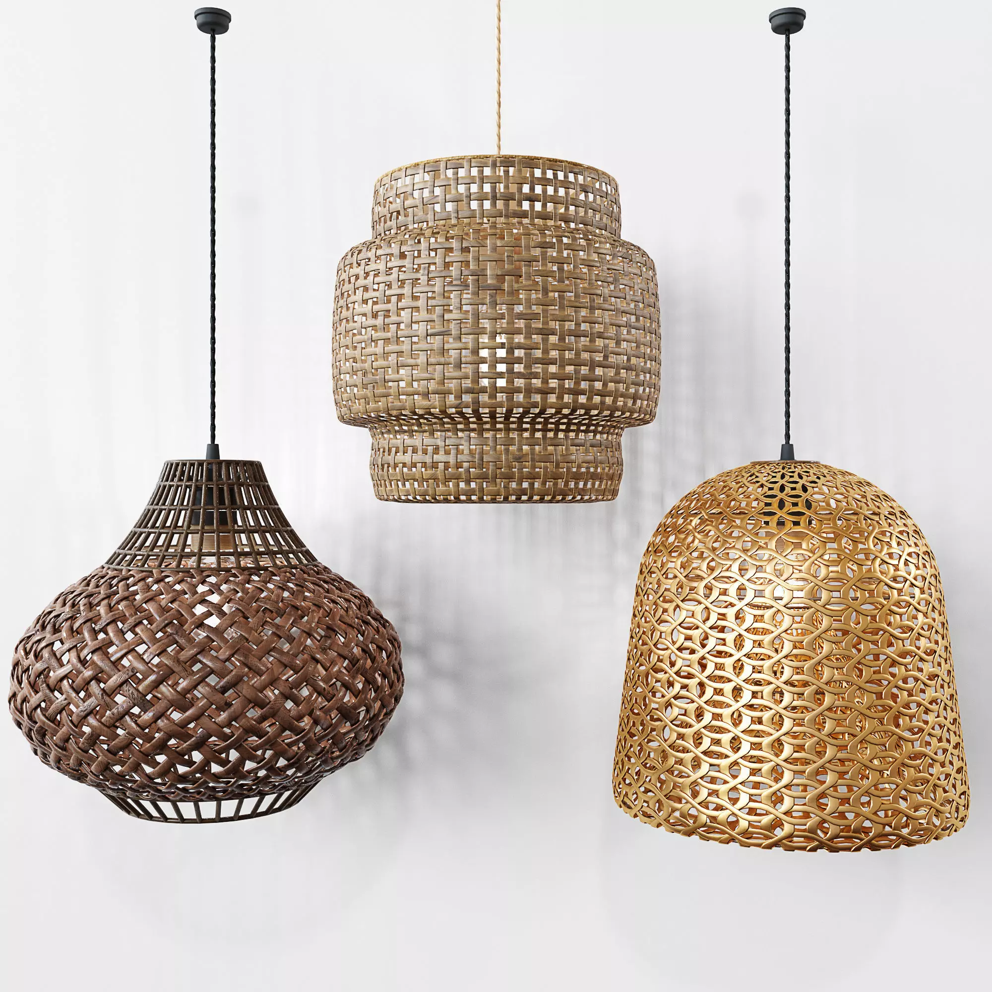 RotanLamp gold pendant lamp 3D model_0