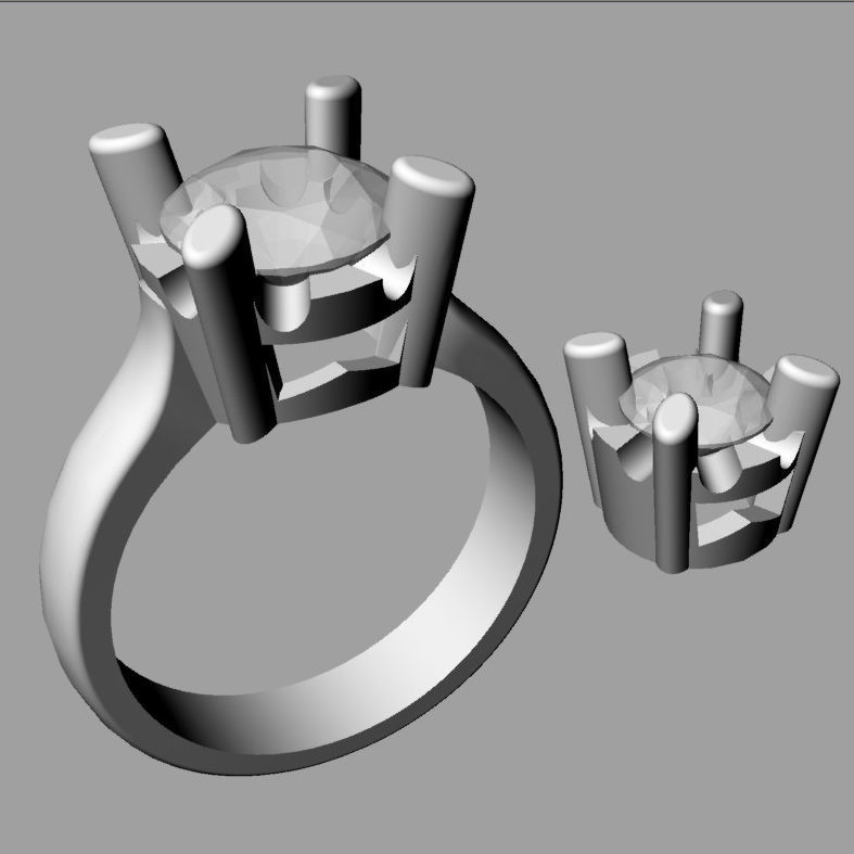 Jewelry Set Ring Neackle Round stone Parure Set05 3D print model_5