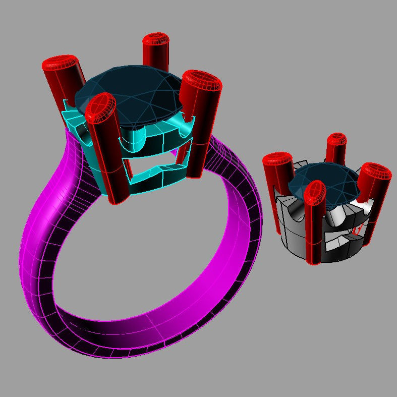 Jewelry Set Ring Neackle Round stone Parure Set05 3D print model_2