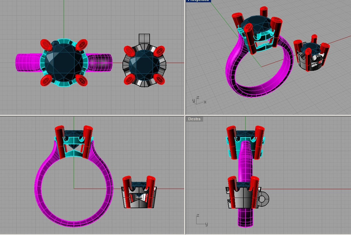 Jewelry Set Ring Neackle Round stone Parure Set05 3D print model_4