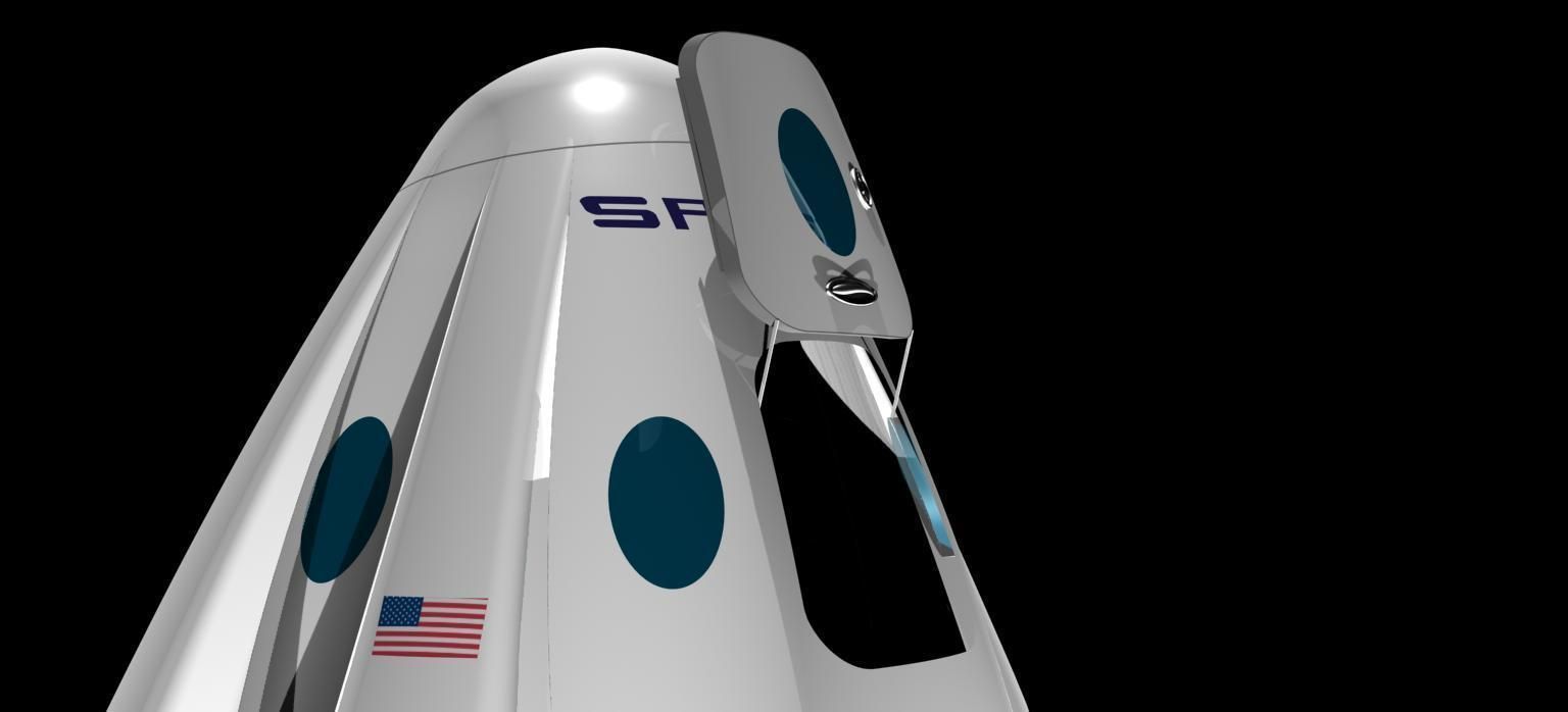 DRAGON V2 SPACE CAPSULE  ANIMATED 3D model_2