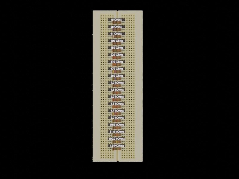 4 Band Resistor Kit on Breadboards Low-poly 3D model_7