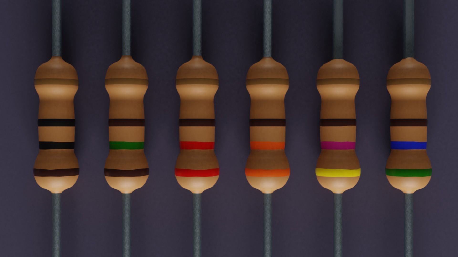 4 Band Resistor Kit on Breadboards Low-poly 3D model_8