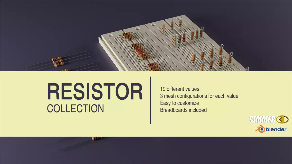 4 Band Resistor Kit on Breadboards Low-poly 3D model_0