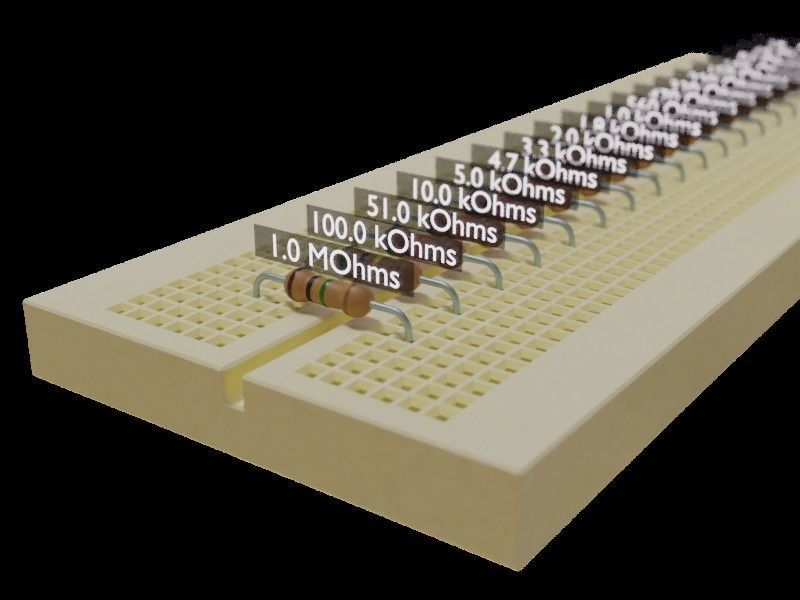 4 Band Resistor Kit on Breadboards Low-poly 3D model_3