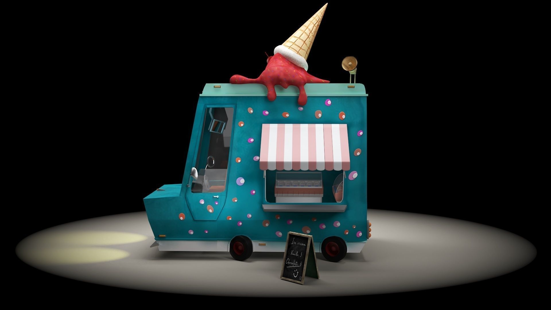 ice cream car  Low-poly 3D model_3