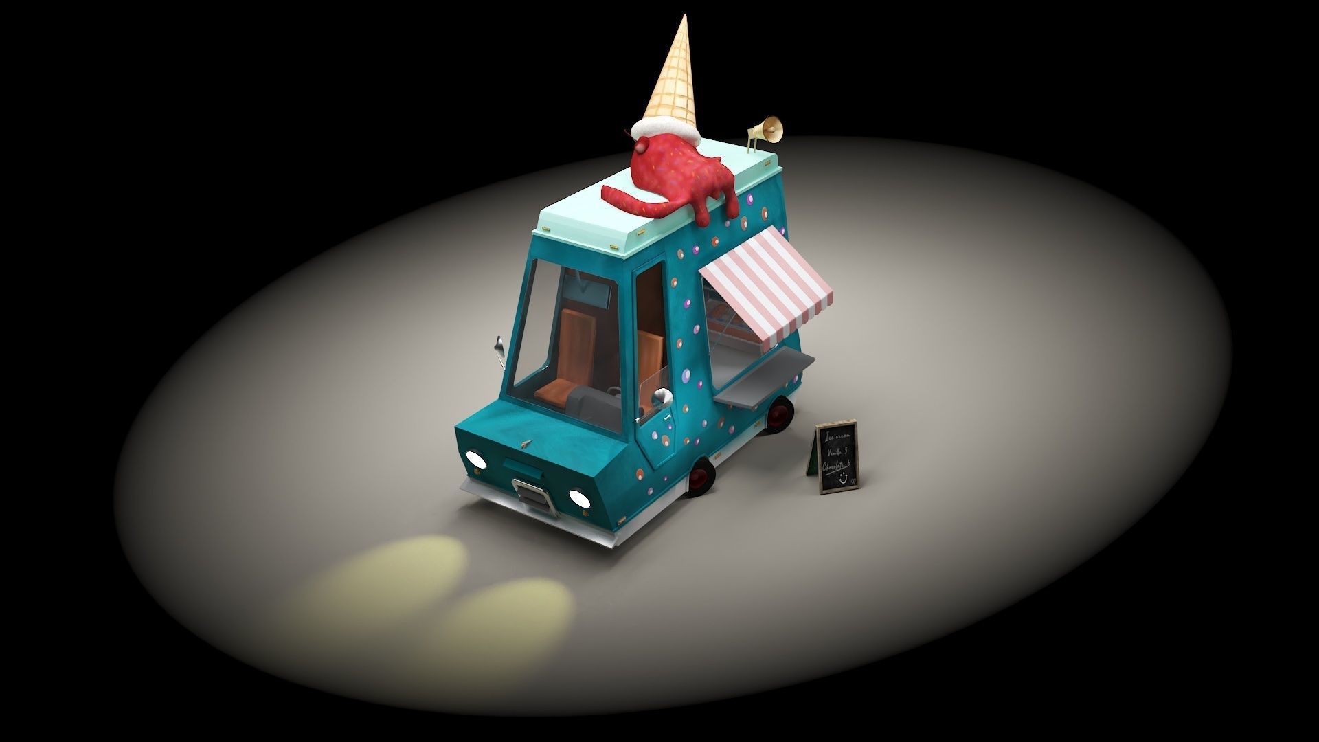 ice cream car  Low-poly 3D model_5