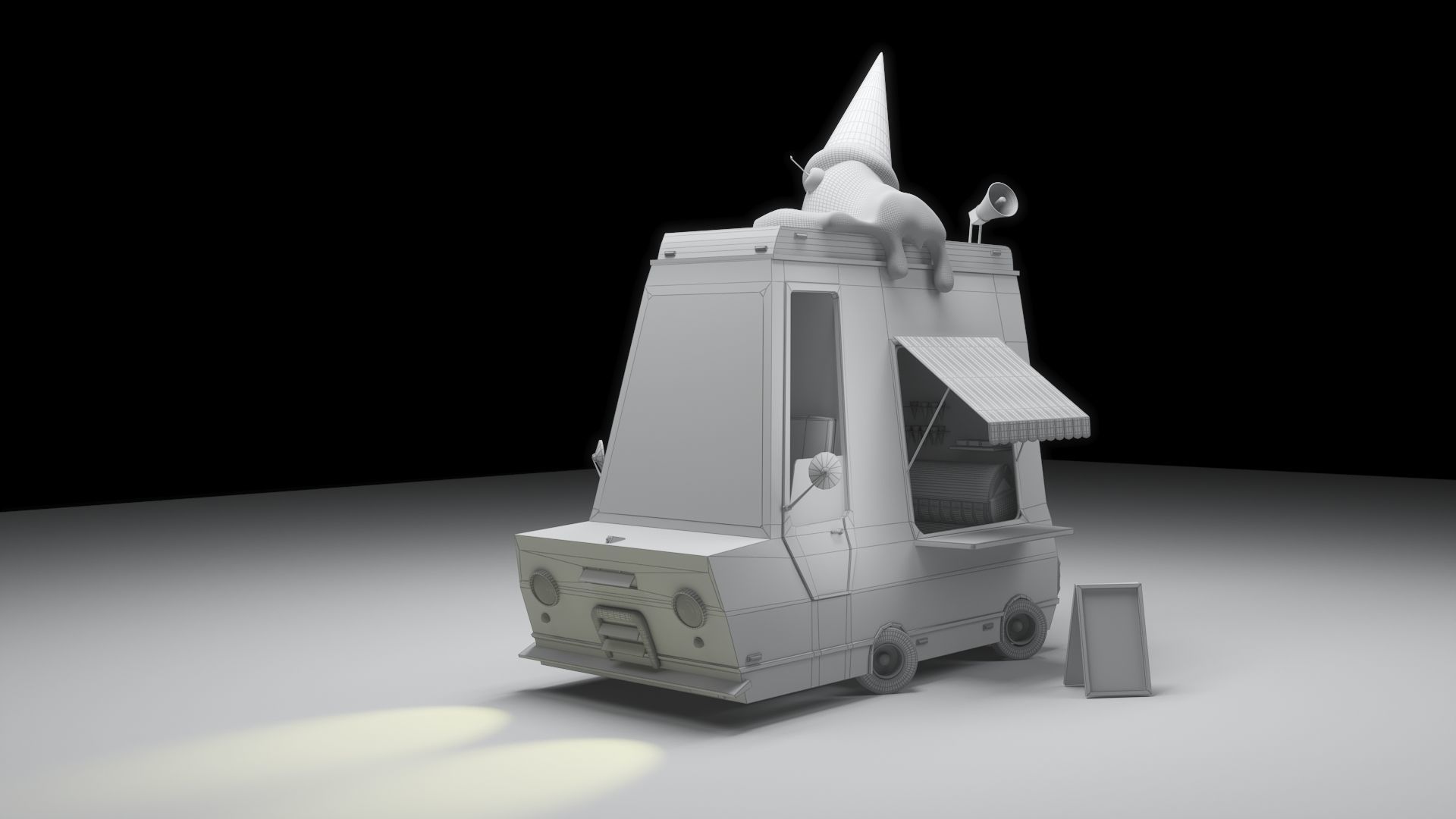 ice cream car  Low-poly 3D model_2