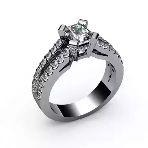 Diamond Emerald Engagement ring Solitaire  ca02