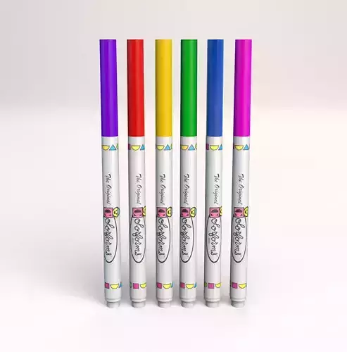 Thin Branded Magic Markers Free 3D model