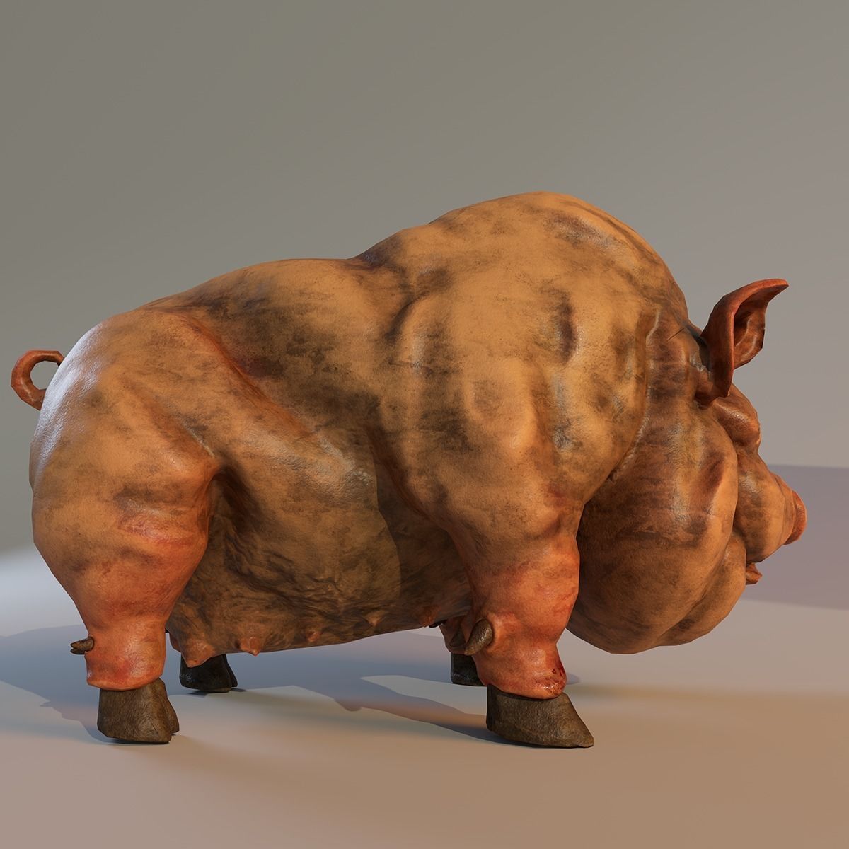 Scary Pig Low-poly 3D model_3