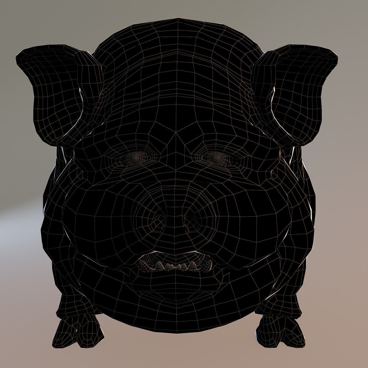 Scary Pig Low-poly 3D model_7