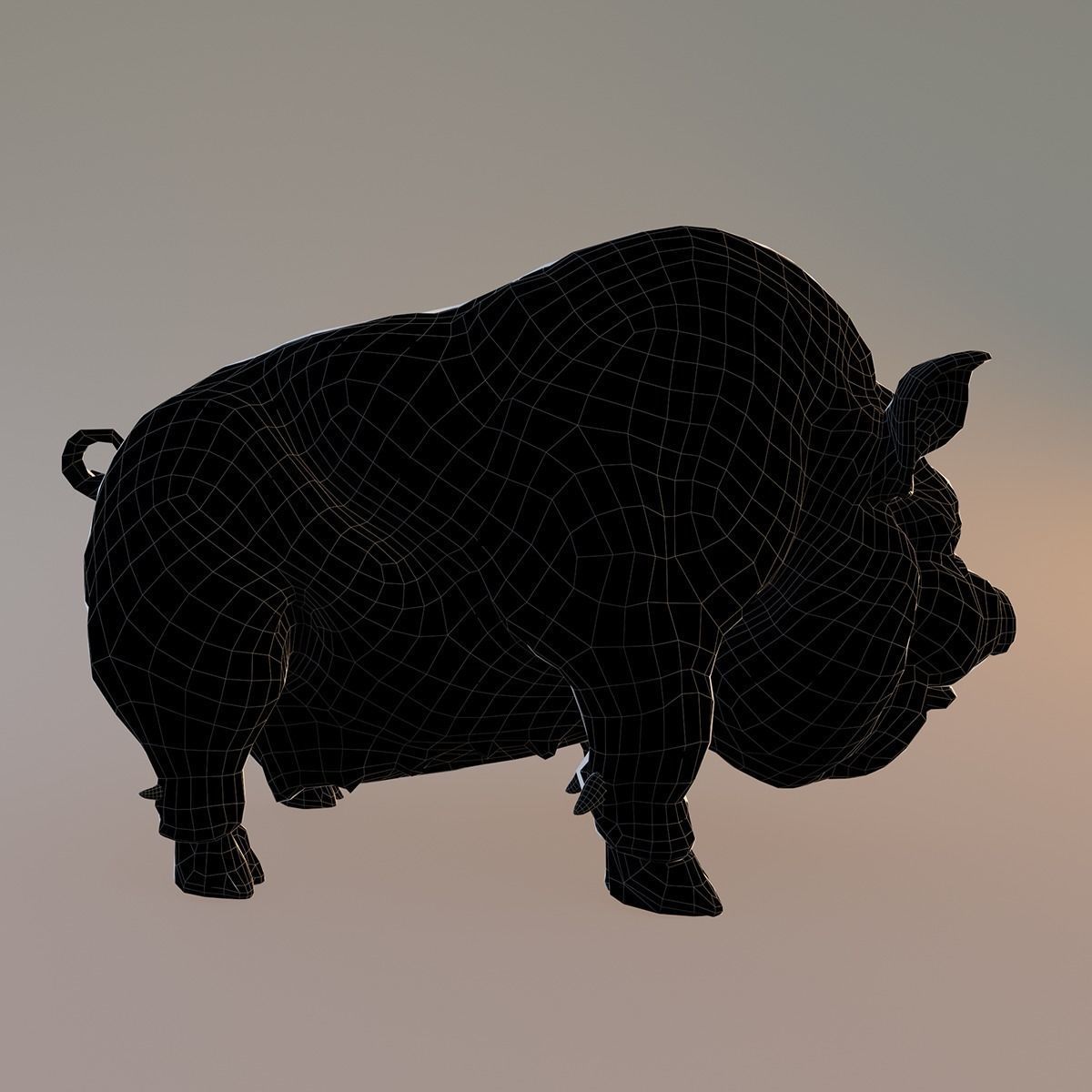 Scary Pig Low-poly 3D model_8